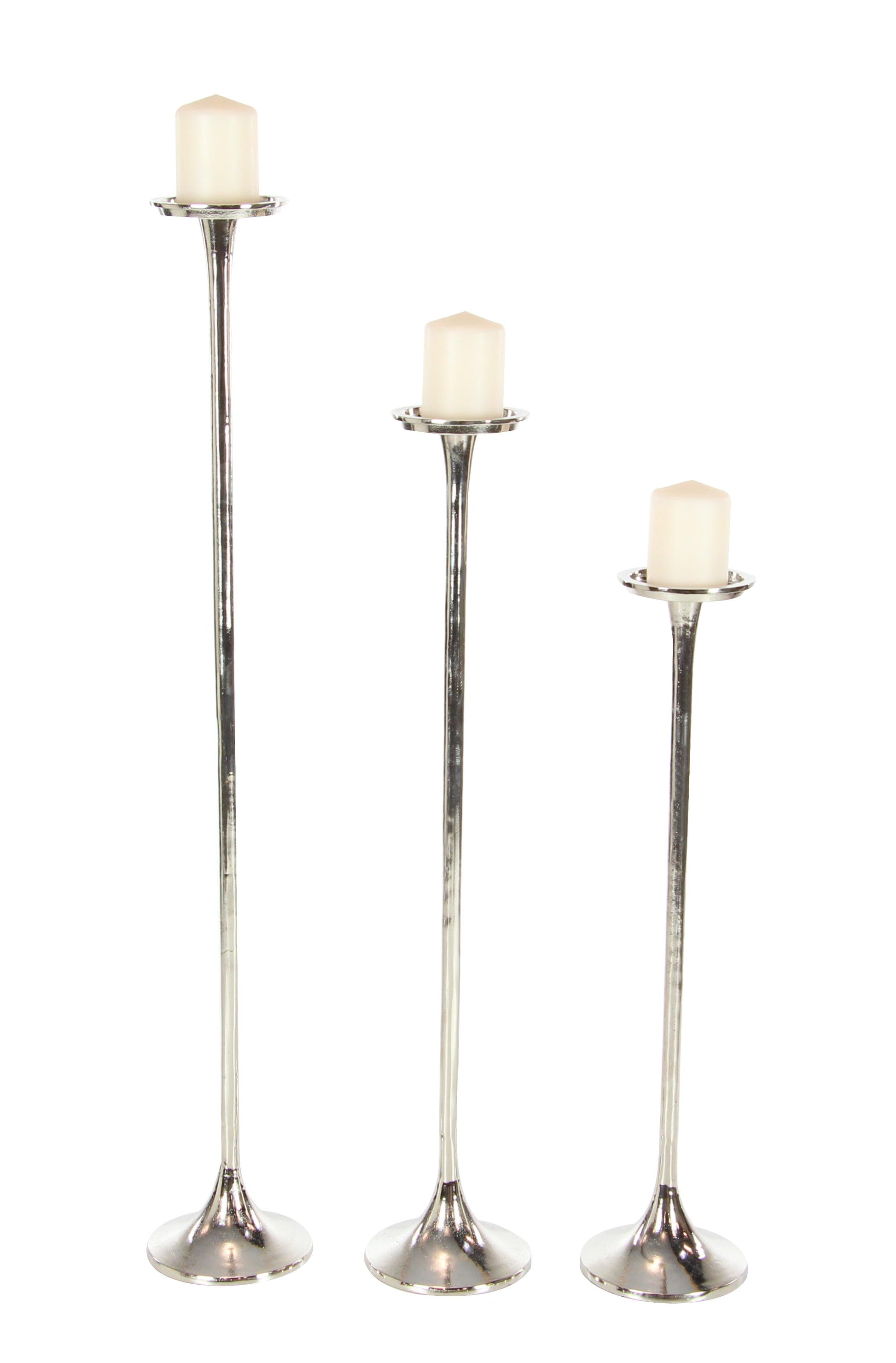Set of 3 Aluminum Metal Tall Decorative Candle Holder