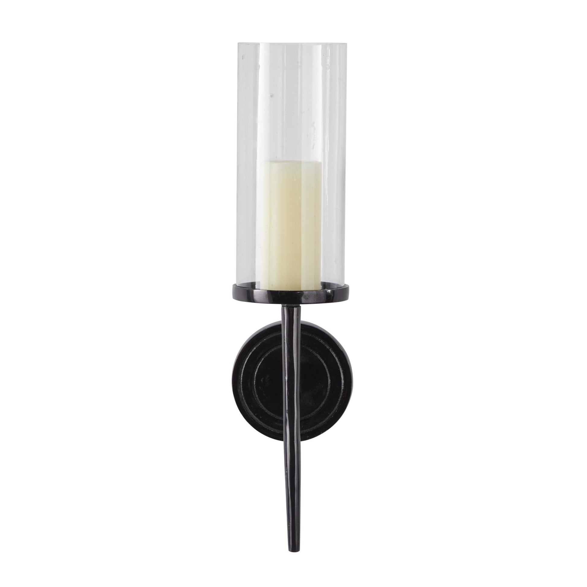 Aluminum Metal Single Candle Indoor Outdoor Wall Sconce with Glass Holder