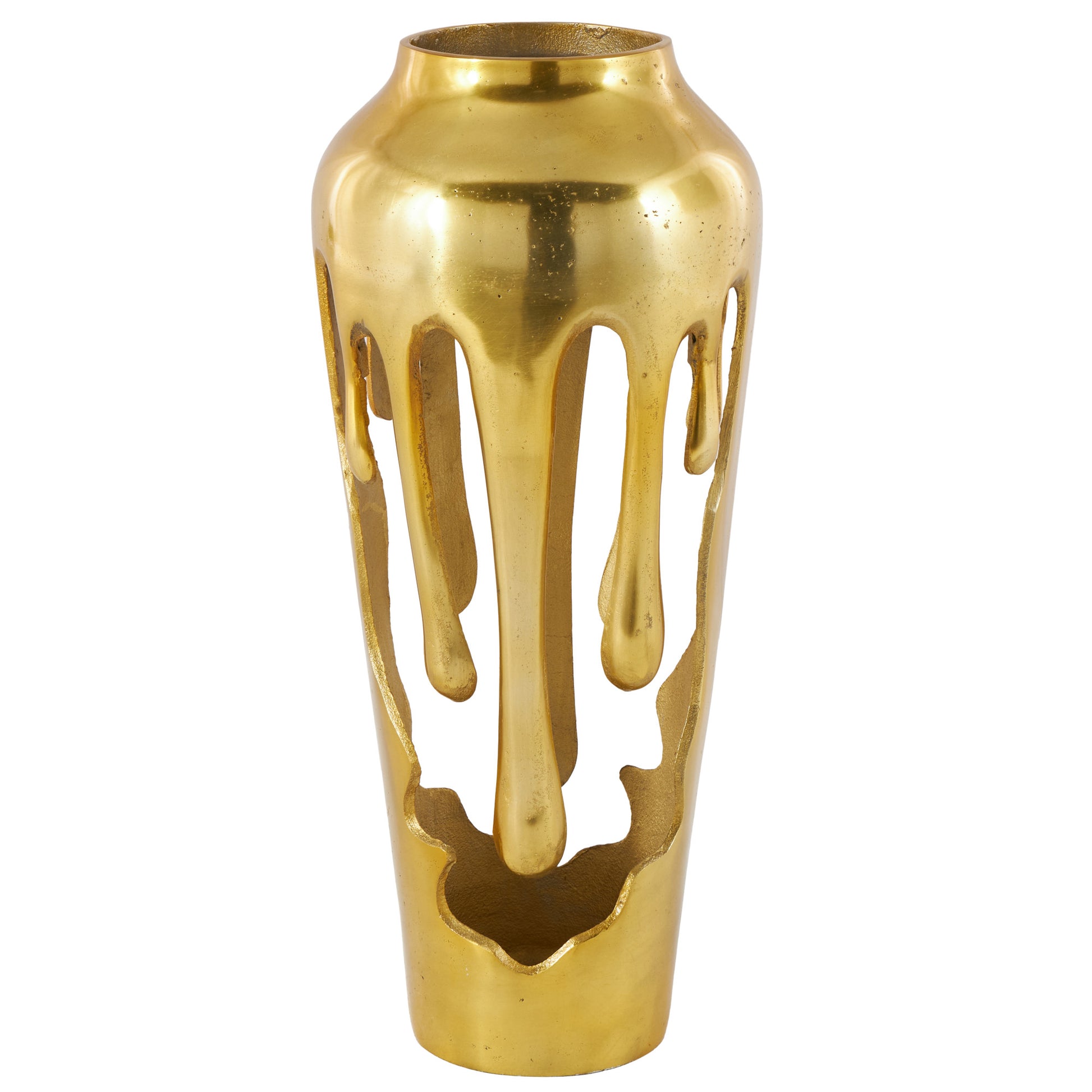 Abstract Aluminum Metal Drip Decorative Vase with Melting Designed Body