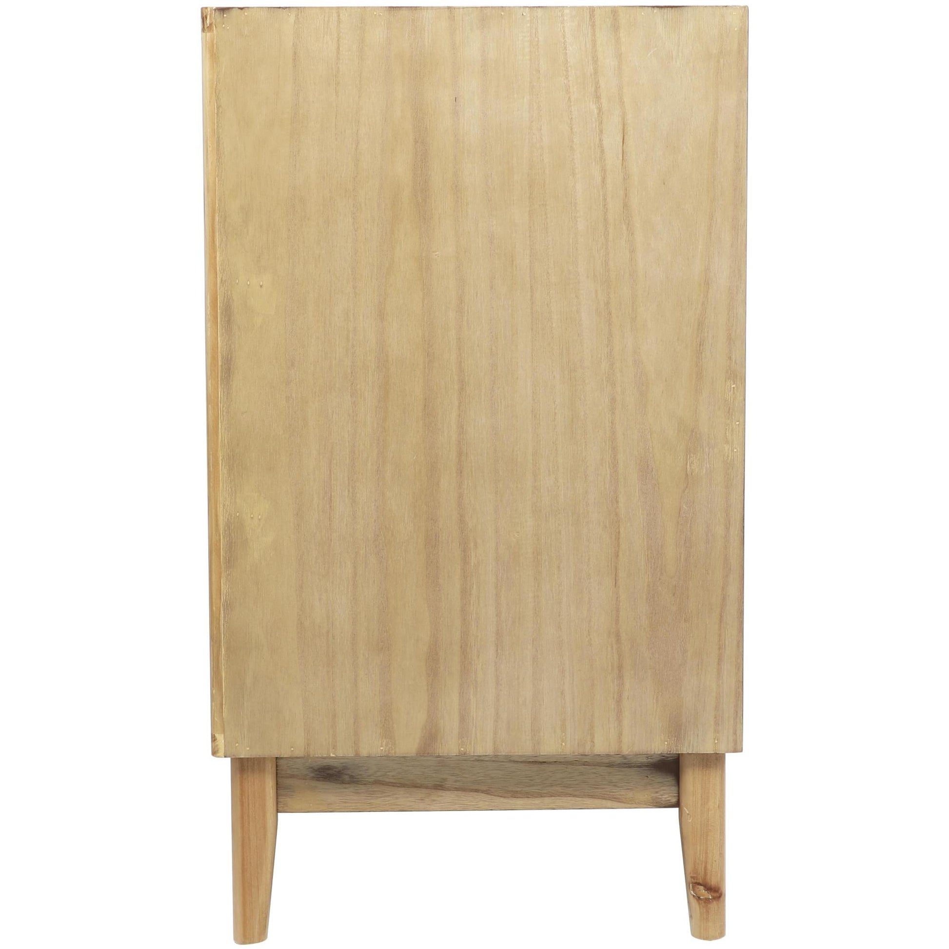 Wood 3 Drawer Room Chest with Beige Rattan Drawers and Gold Handles