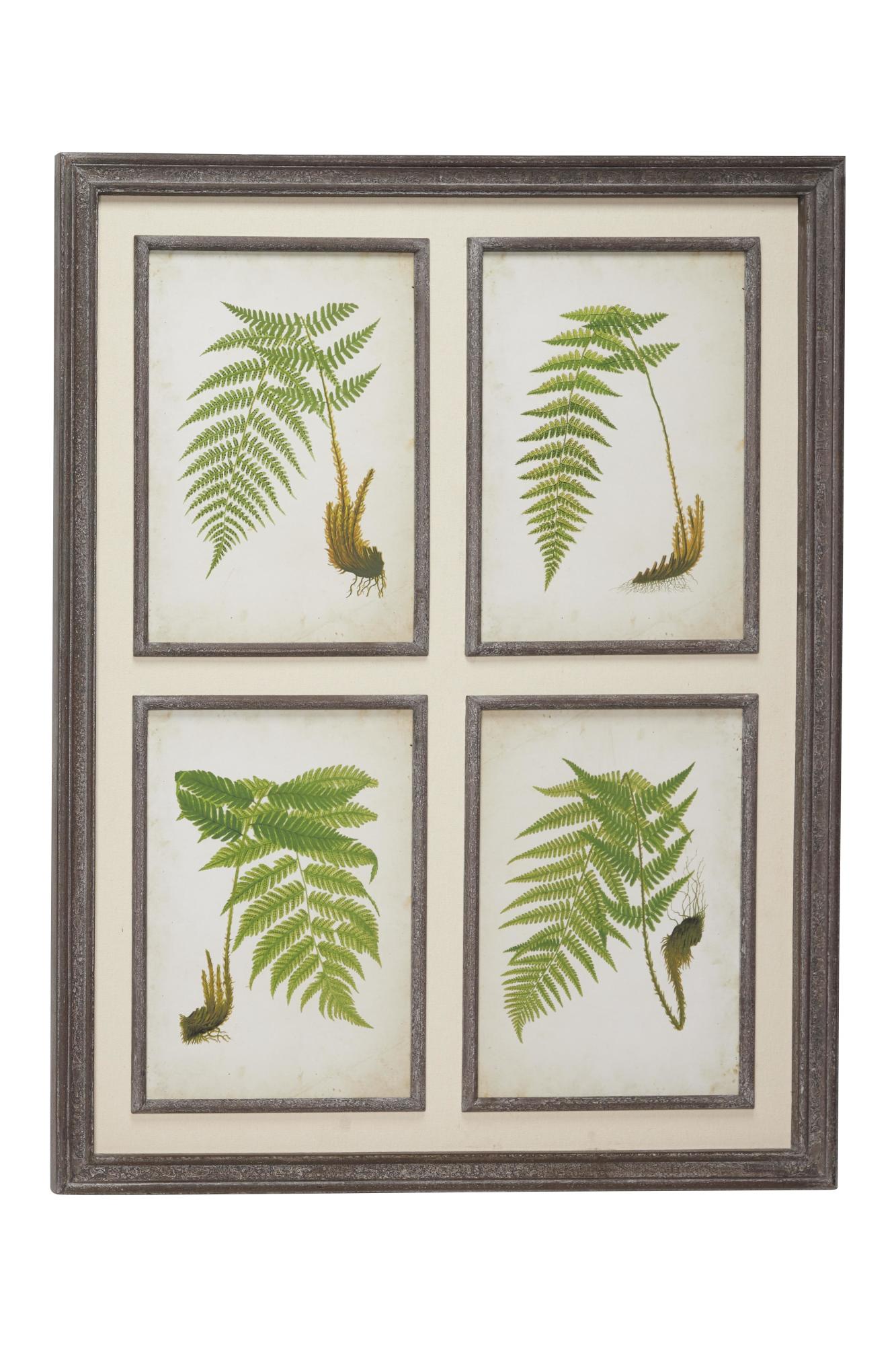 Leaf Brown Wood Living Room Framed Wall Art with Cream Backing