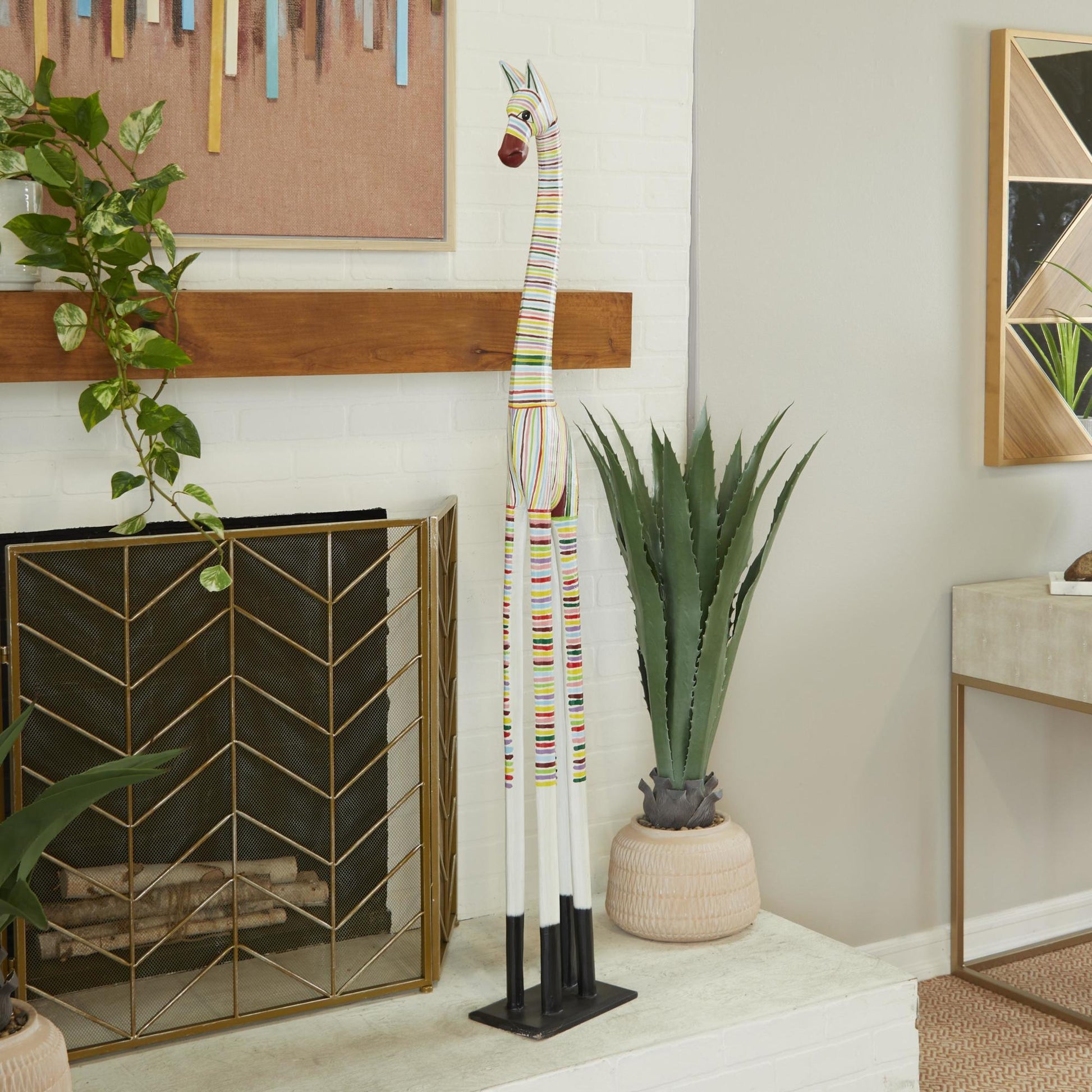 Zebra Multi Colored Wood Handmade Decorative Sculpture