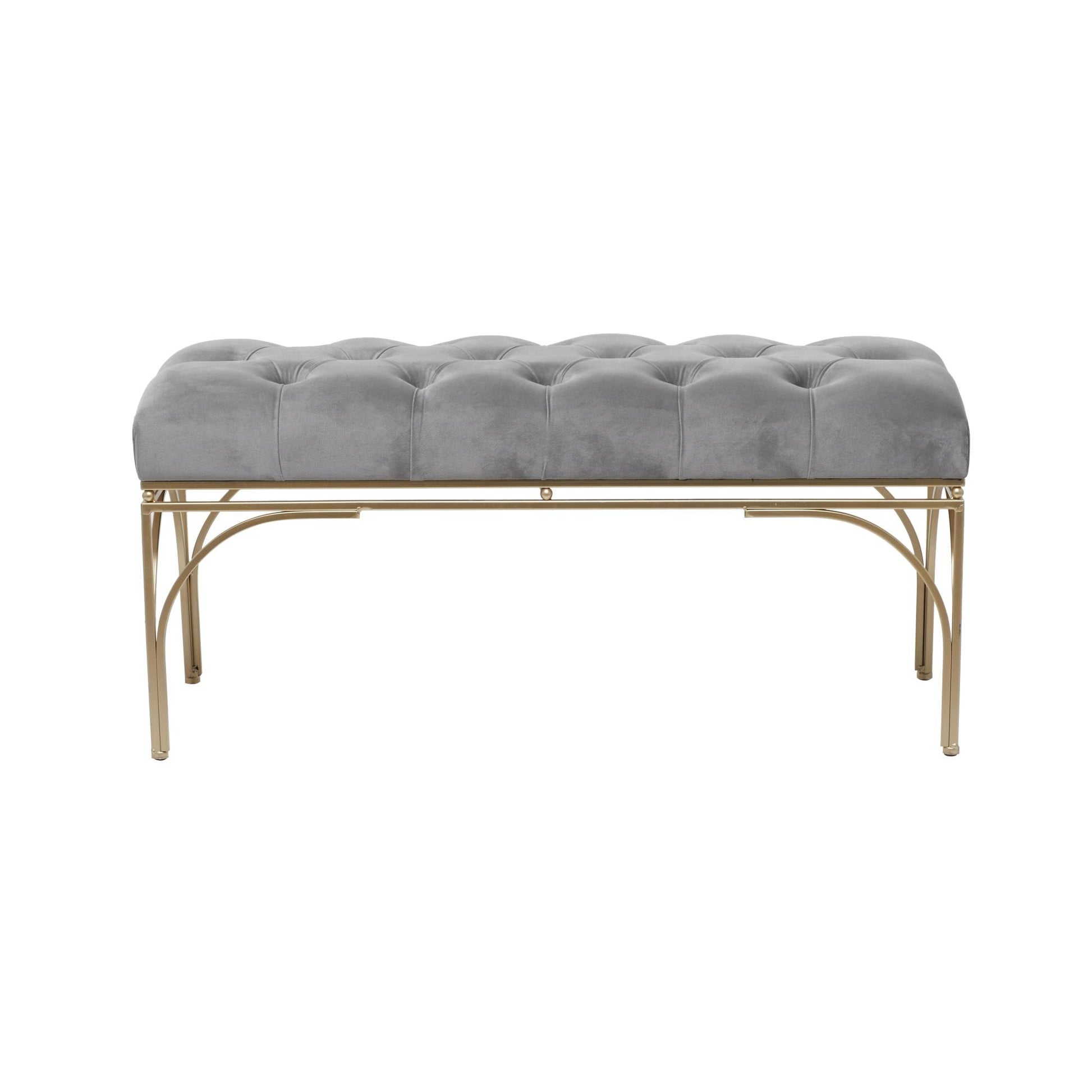 Velvet Home Bench with Gold Legs