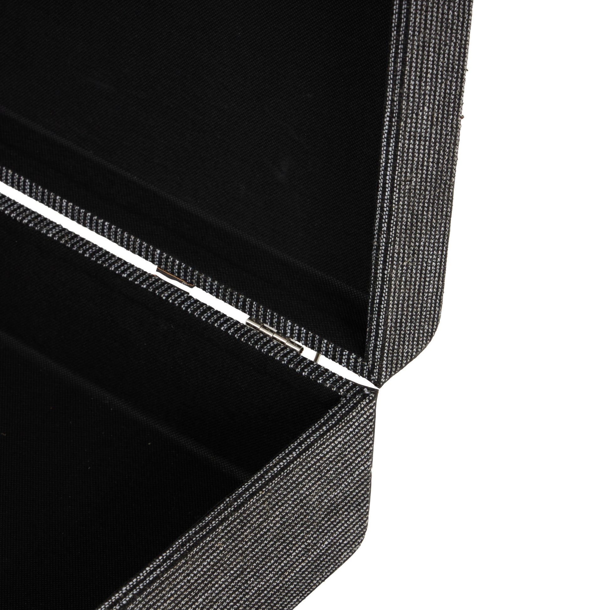 Set of 2 Black Fabric Woven Storage Decorative Trunk with Silver Latches and Buckles