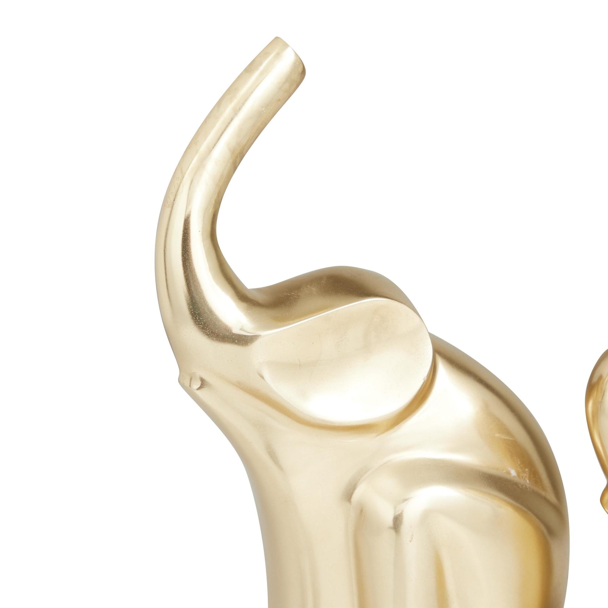 Set of 3 Elephant Gold Aluminum Metal Decorative Sculpture