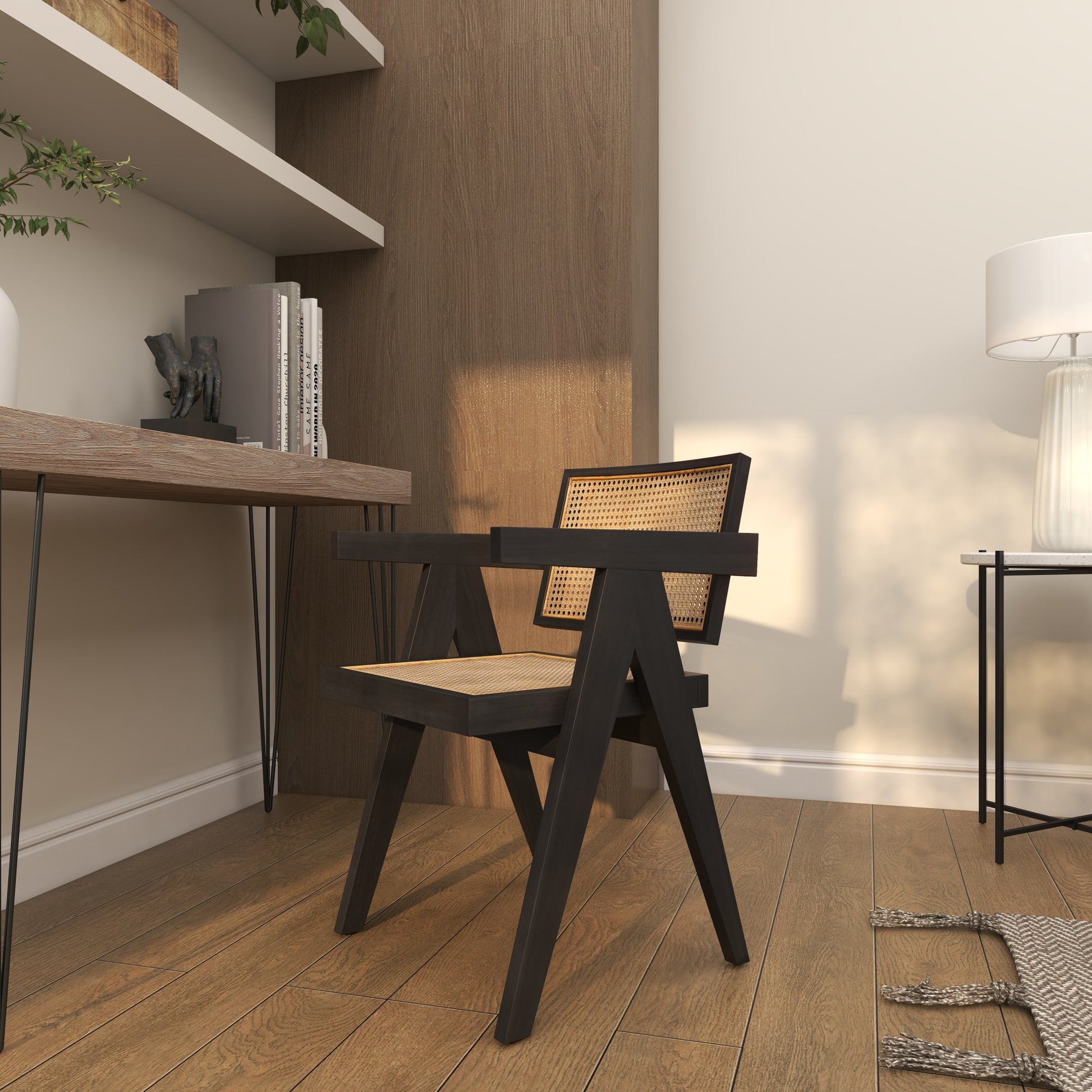 Teak Wood Handmade Woven Living Room Accent Chair with Armrests 20" x 19" x 30"