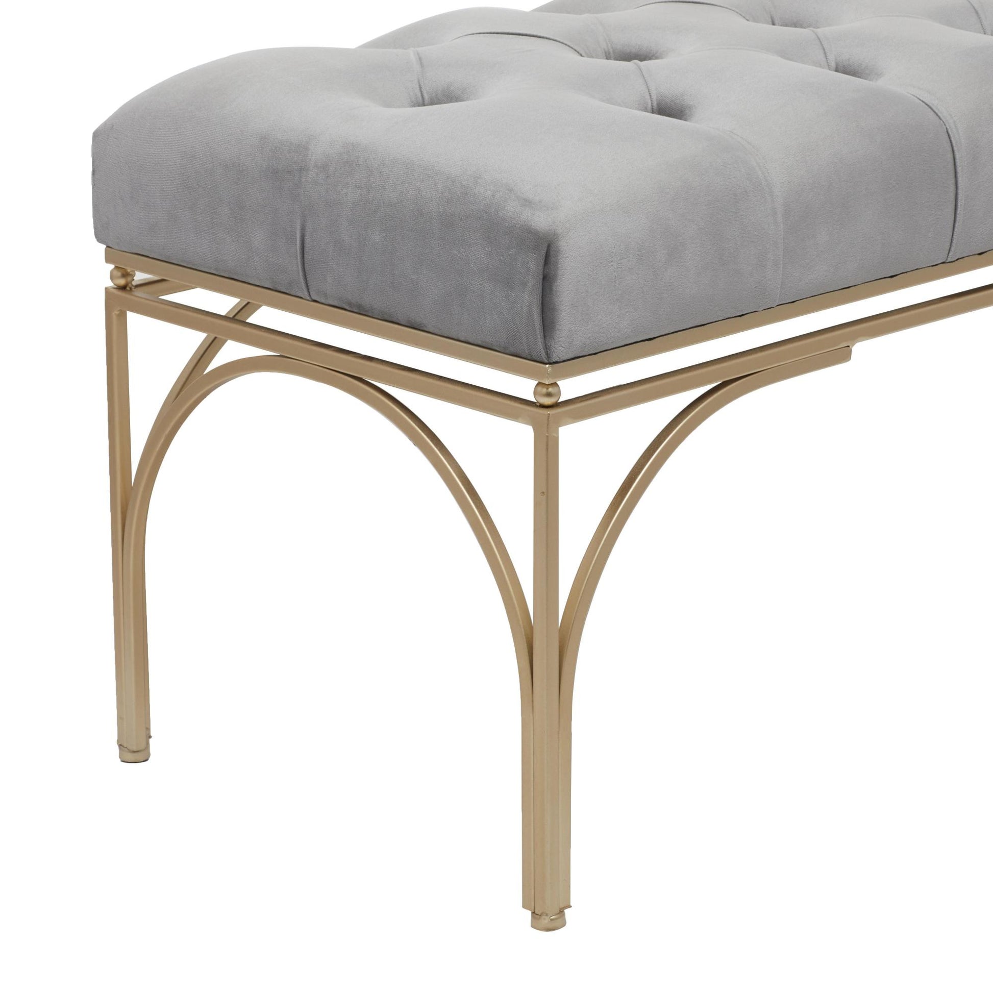 Velvet Home Bench with Gold Legs