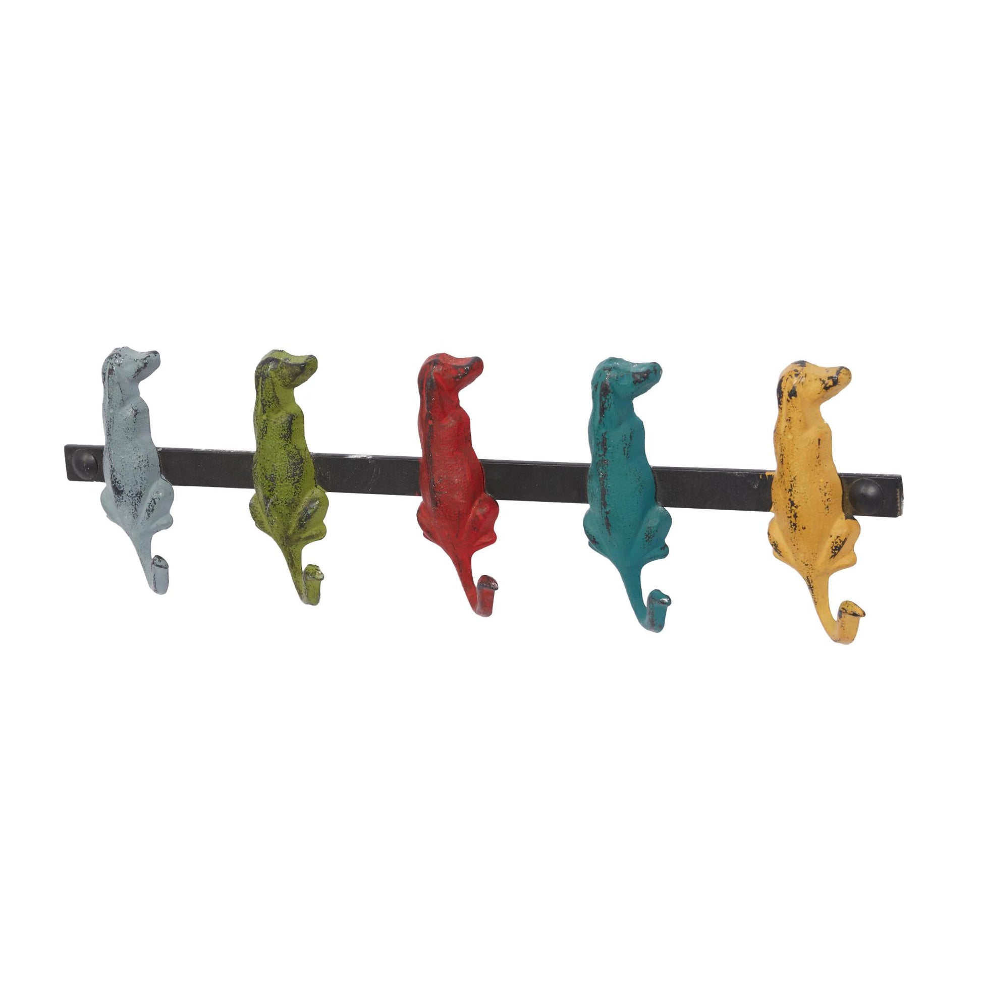 Dog Multi Colored Metal 5 Hanger Home Wall Hook