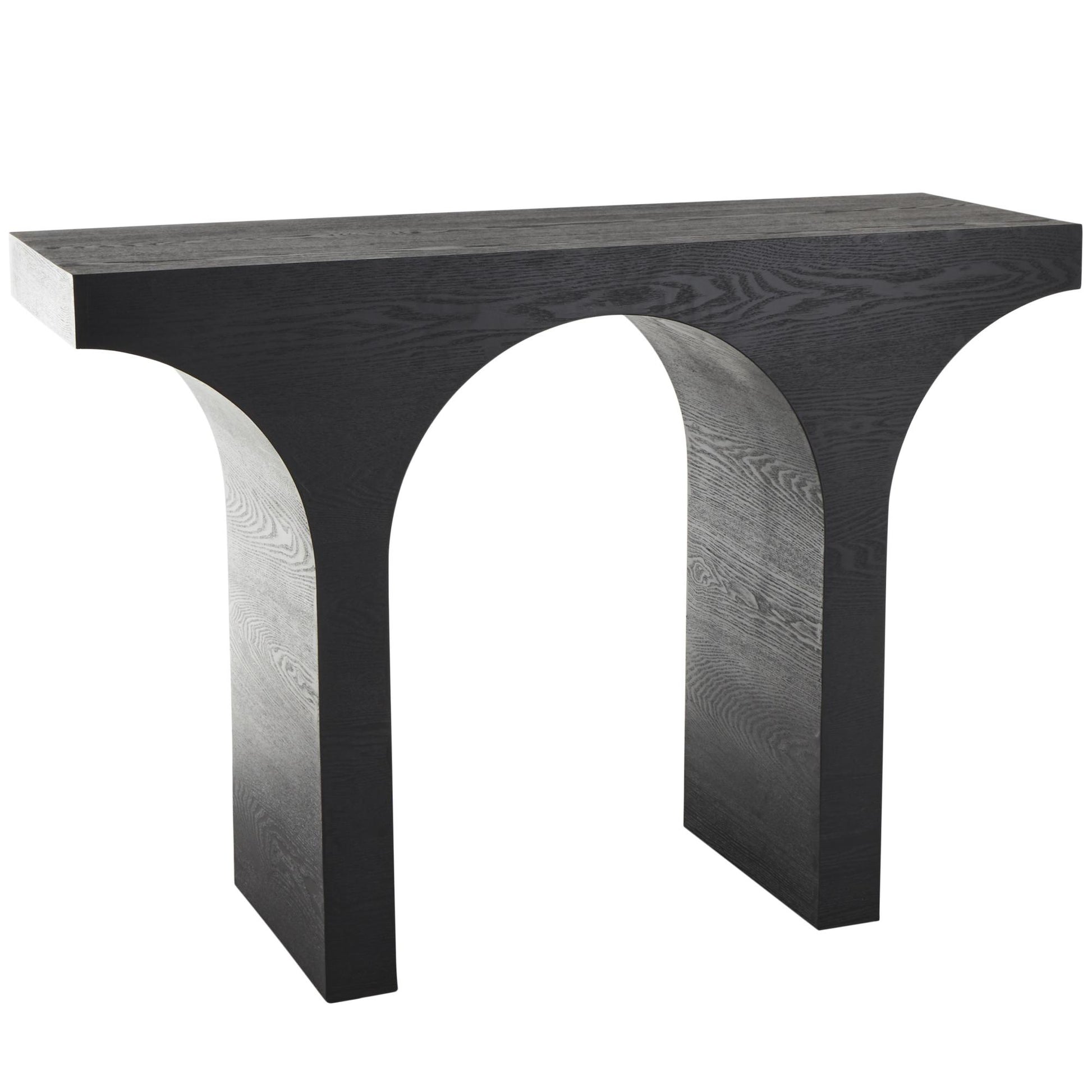 Abstract Black Wood Cutout Arch Living Room Console Table