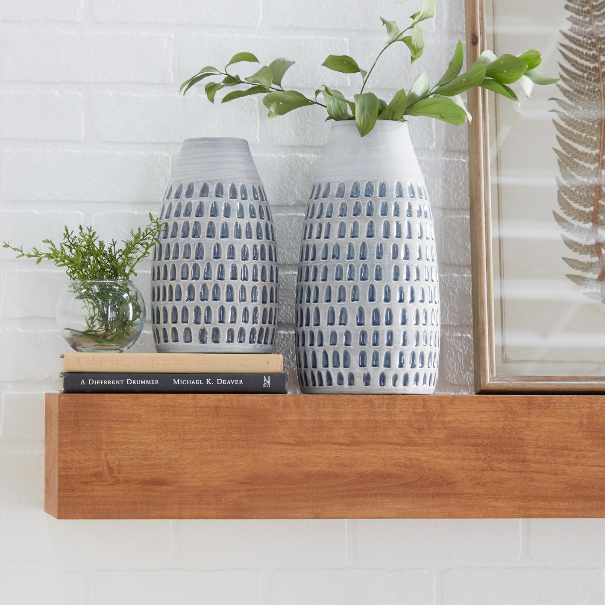Set of 2 Gray Ceramic Handmade Decorative Vase