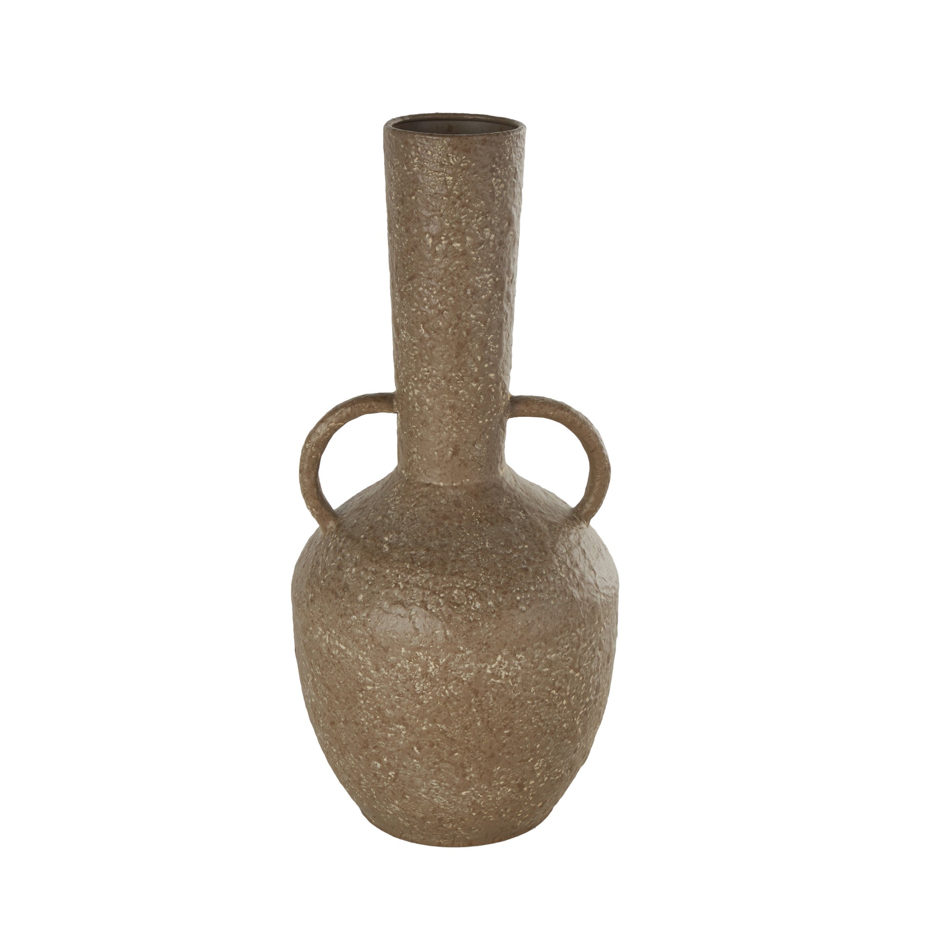 Brown Metal Antique Inspired Decorative Vase with Handles