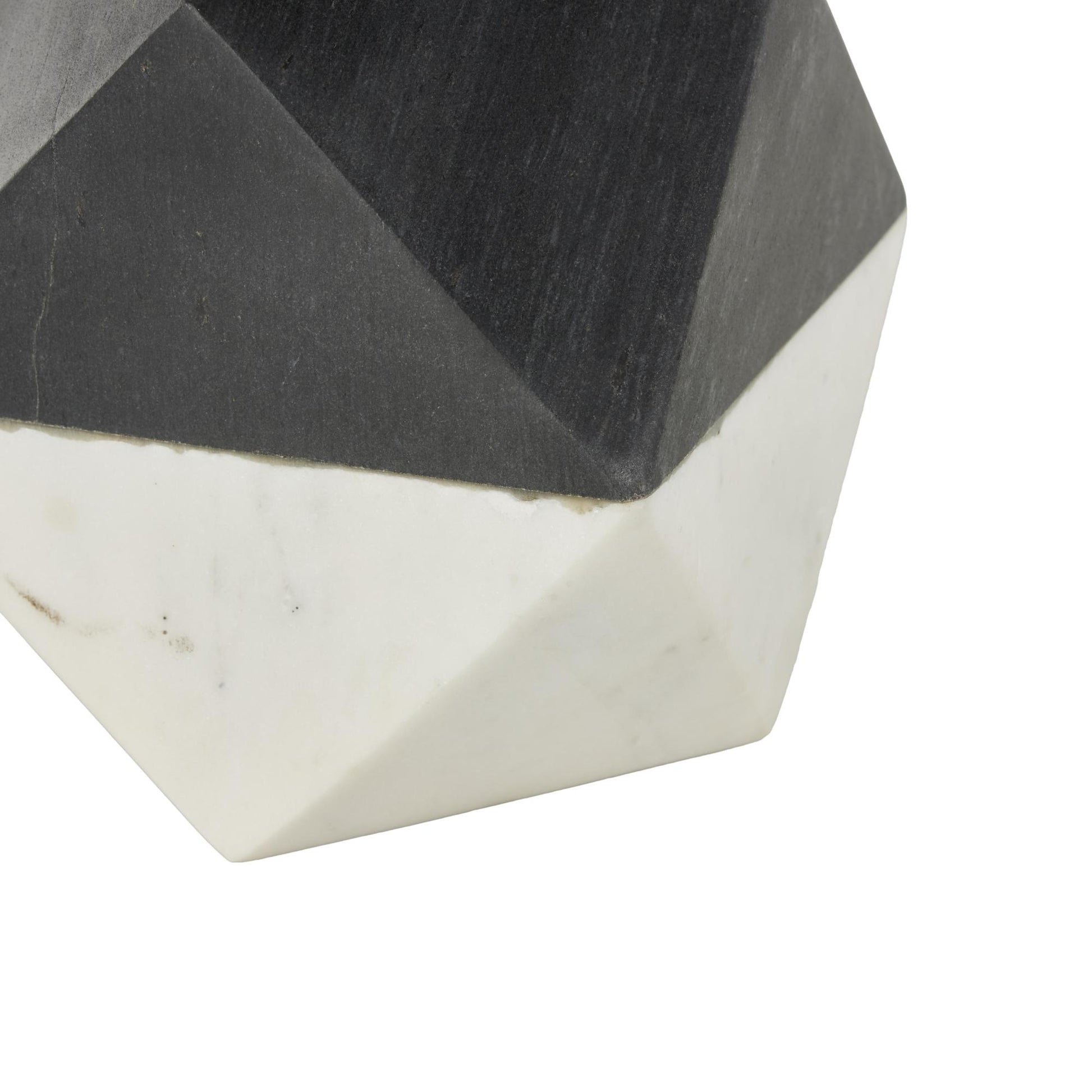 Set of 3 Geometric Marble Cube Two-Toned Hexagon Decorative Sculpture