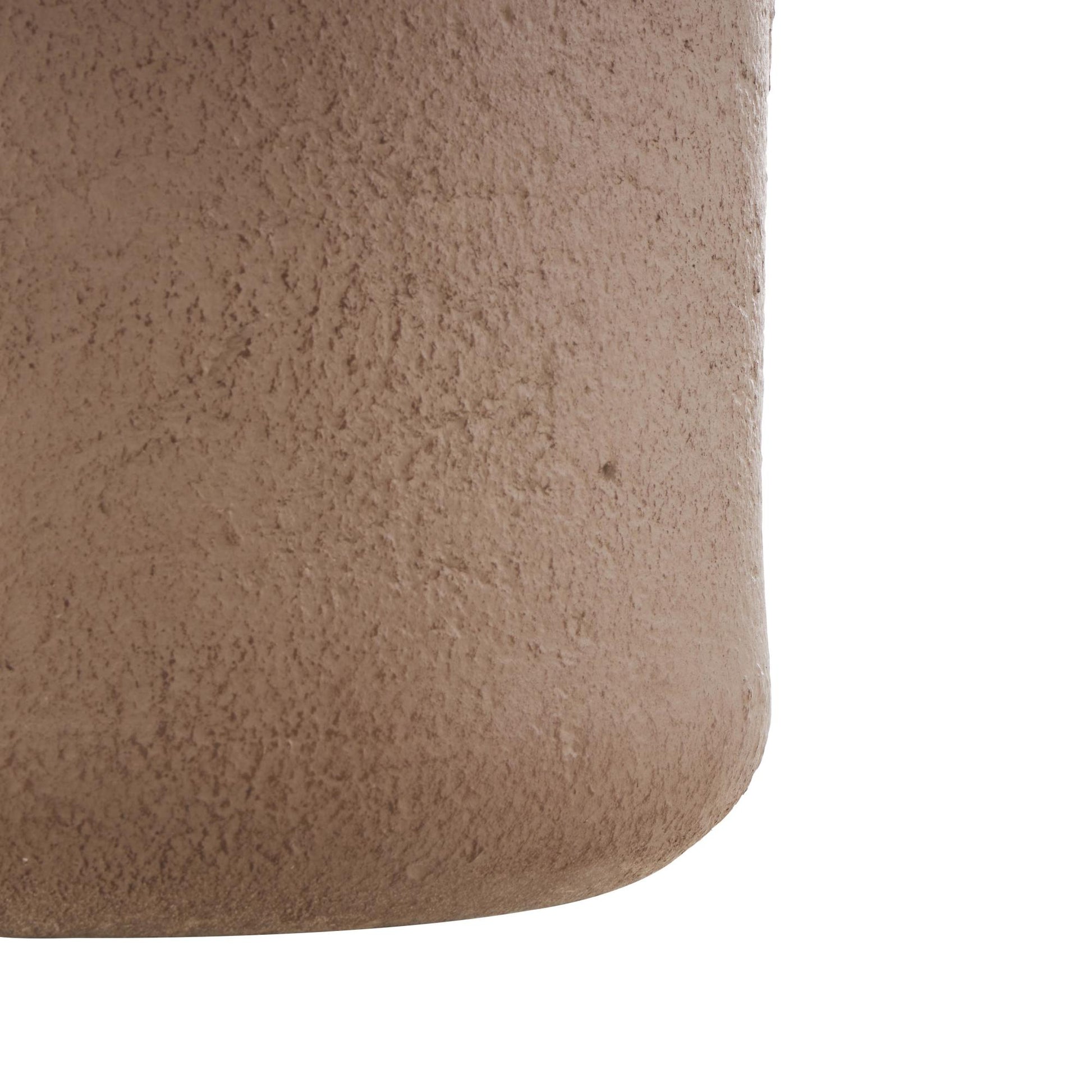 Abstract Brown Paper Mache Distressed Textured Decorative Vase with Triangular Handle