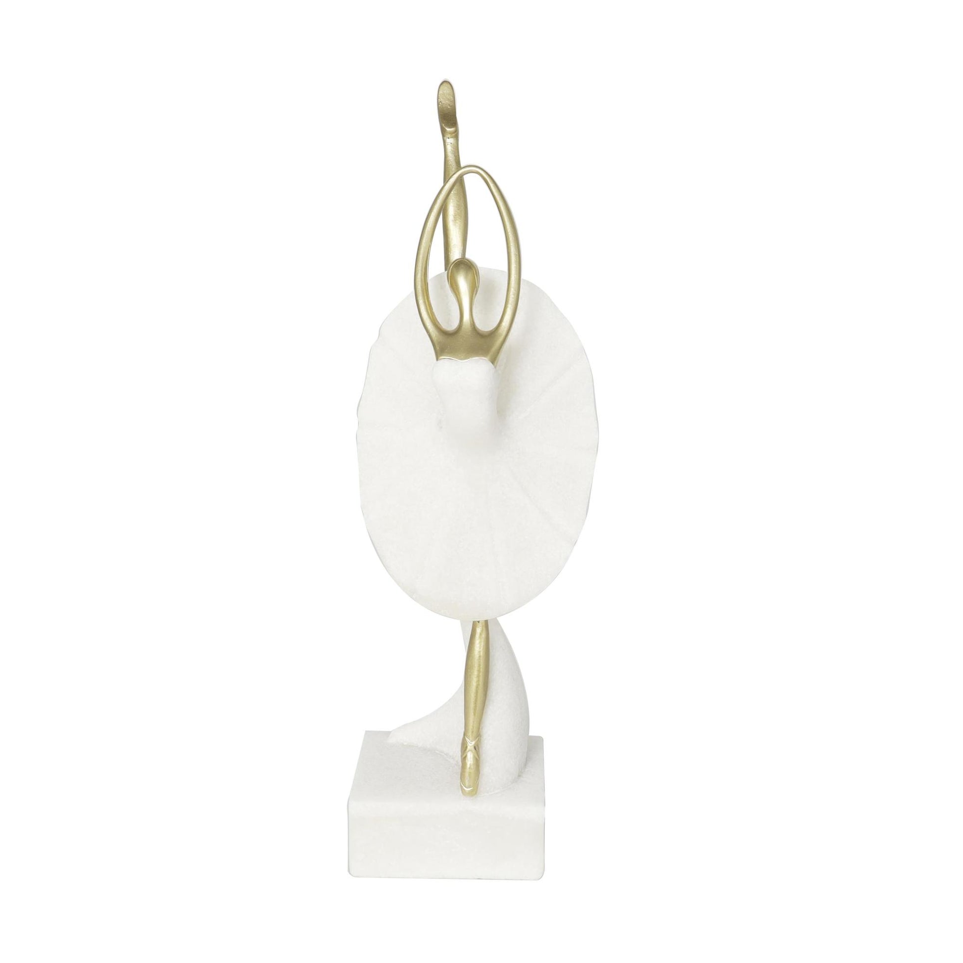 Dancer Cream Polystone Ballet Decorative Sculpture with Gold Accents