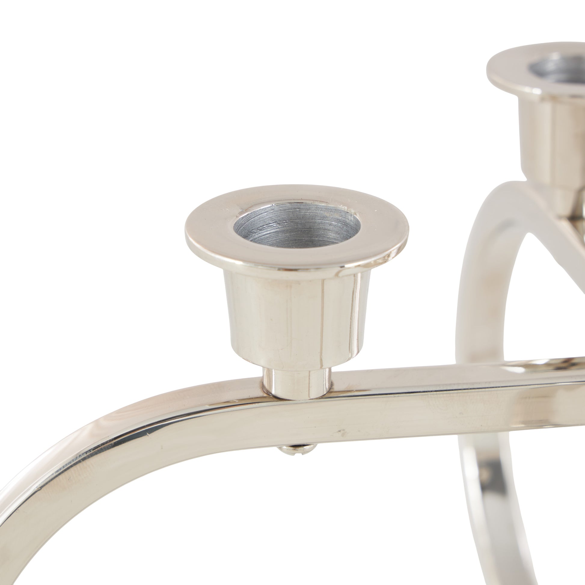 CosmoLiving by Cosmopolitan Geometric Silver Stainless Steel Metal Overlapping Oval Decorative Candelabra