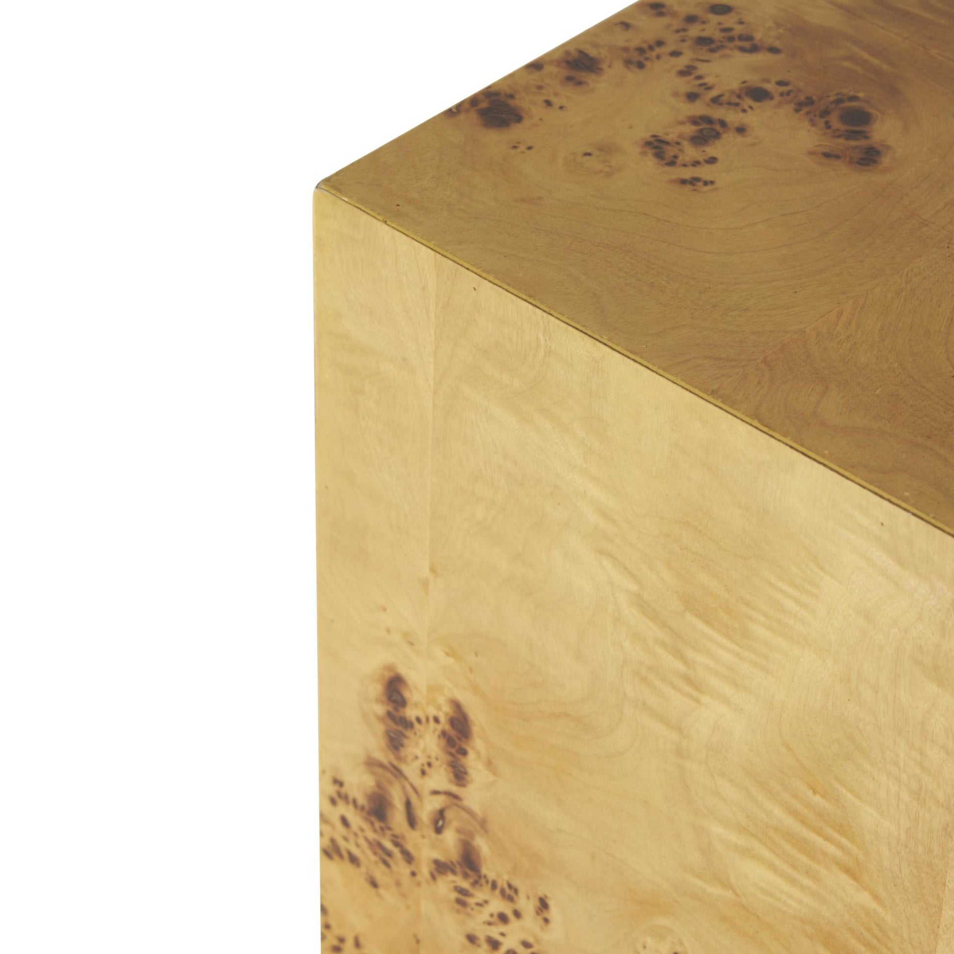 Brown Wood Square Cube Side End Accent Table with Wood Grain Patterns
