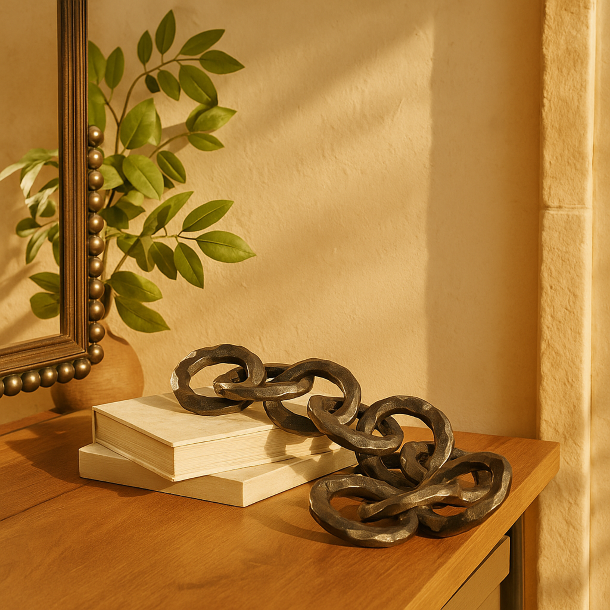 CosmoLiving by Cosmopolitan Set of 2 Chain Black Aluminum Metal Decorative Sculpture