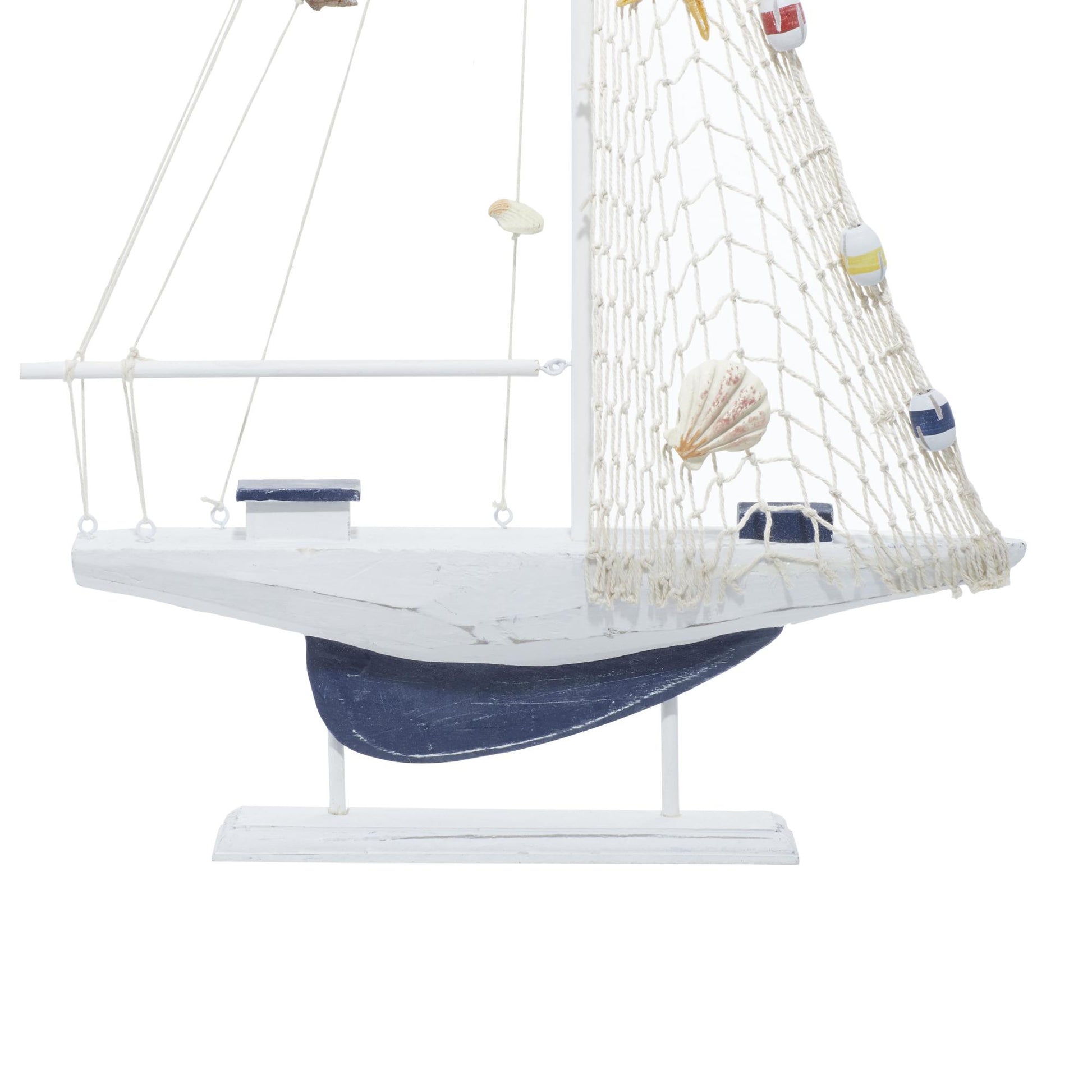 Set of 2 Sail Boat White Wood Handmade Decorative Sculpture