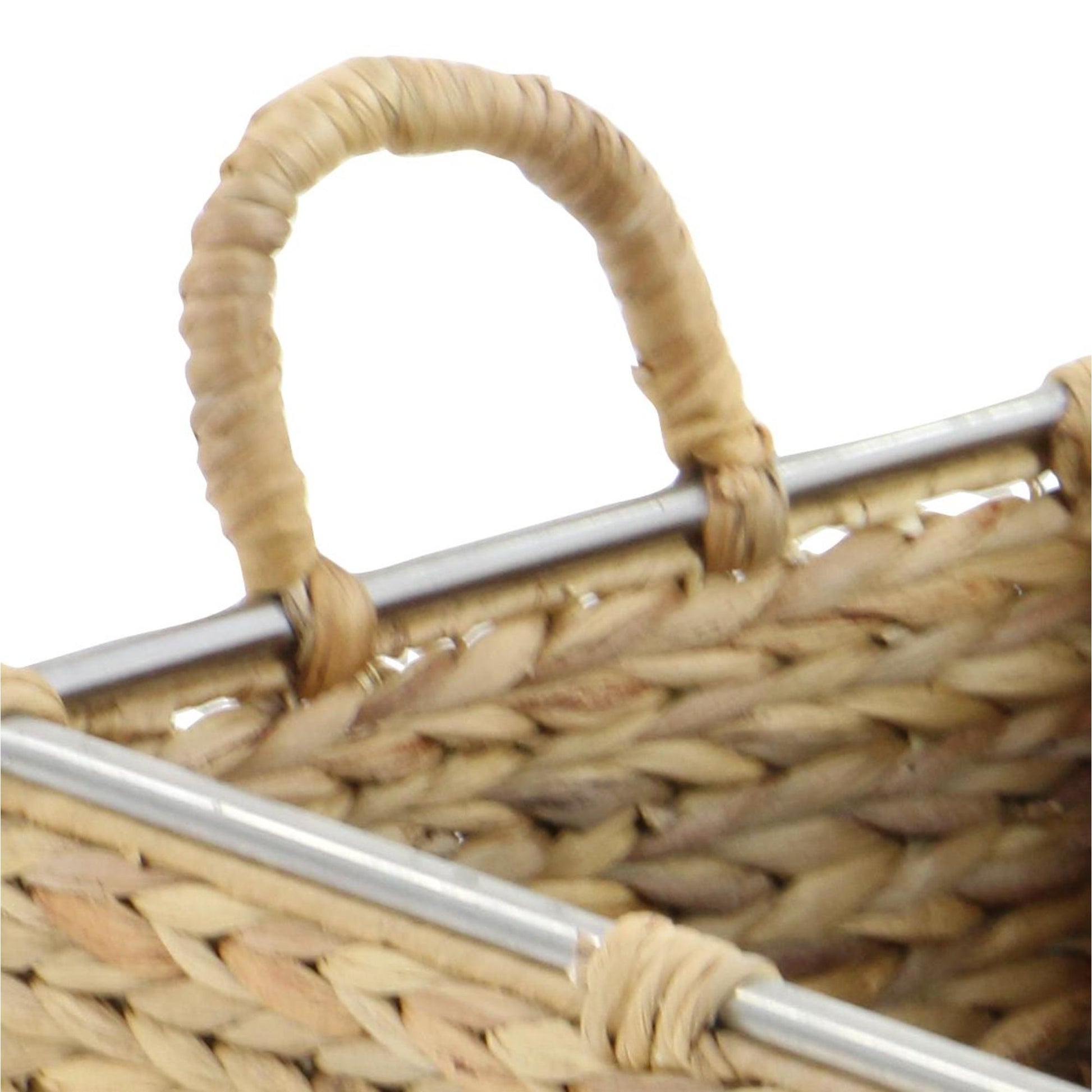 Set of 3 Light Brown Seagrass Handmade Decorative and Functional Storage Basket with Handles