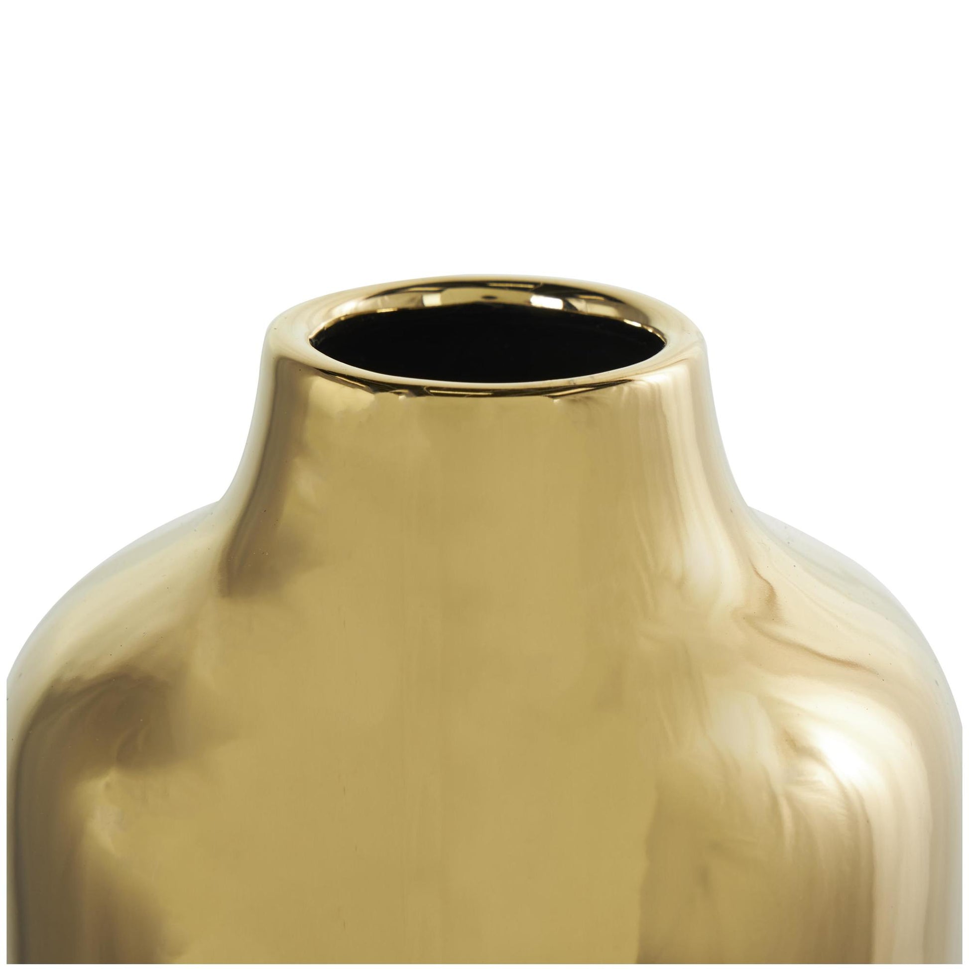 CosmoLiving by Cosmopolitan Abstract White Ceramic Decorative Vase with Abstract Gold Melting Drips