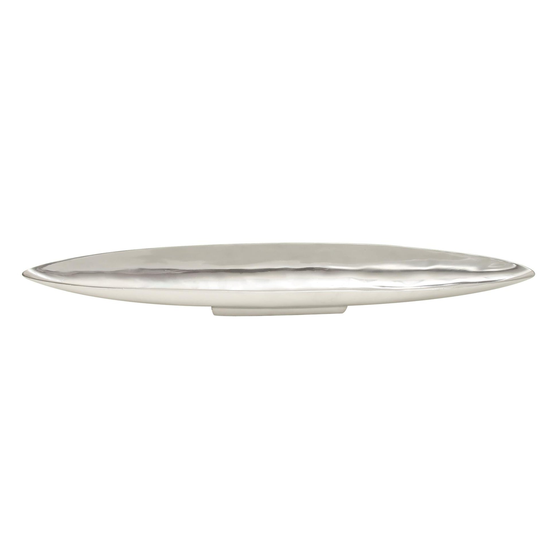 Boat Silver Aluminum Metal Sleek Living Room Decor Tray with Elevated Base