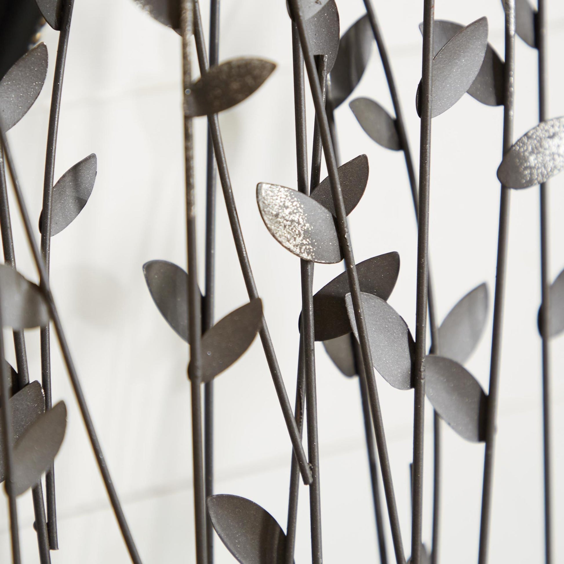 Floral Black Metal Decorative Sculpture with Loose Stones