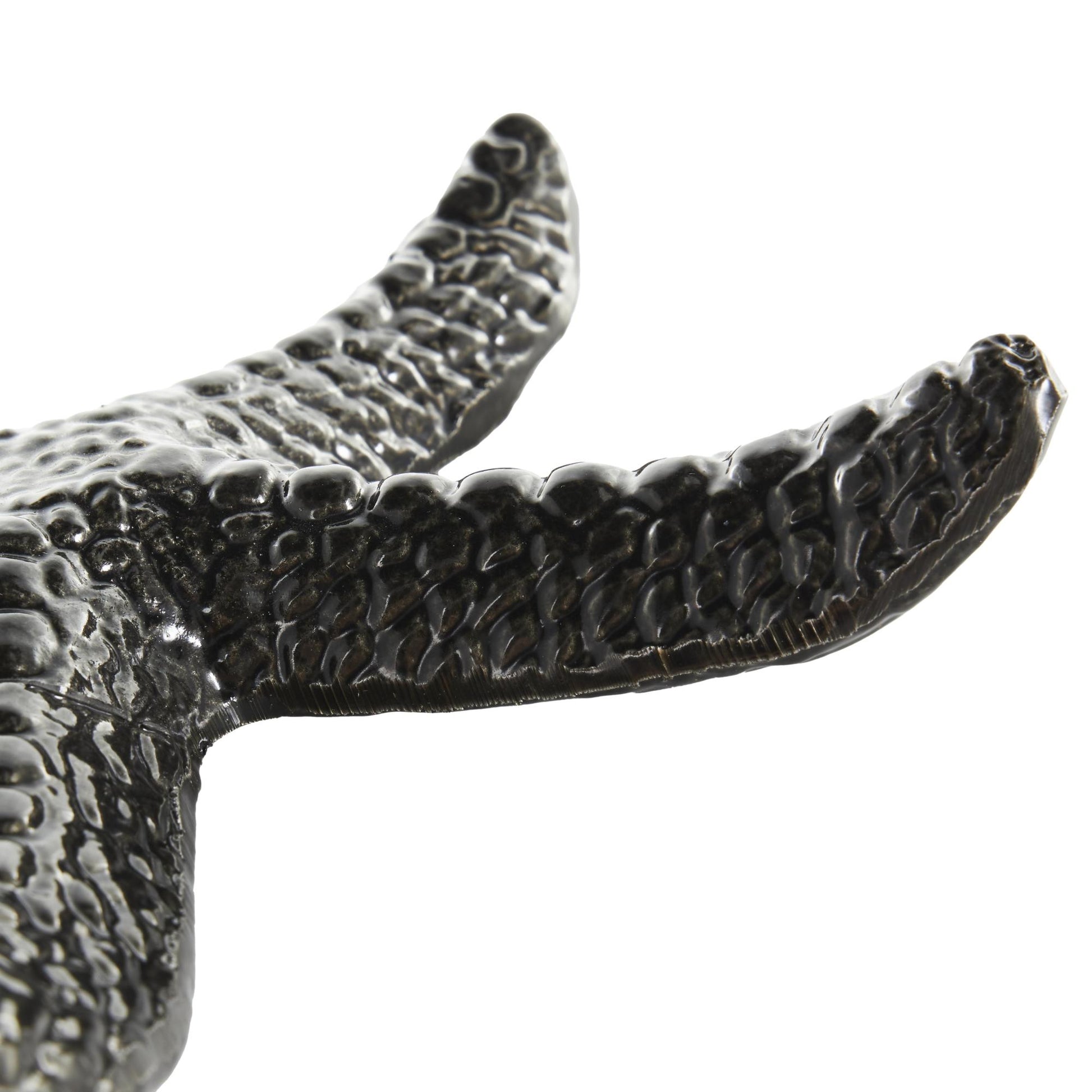 Set of 2 Starfish Black Aluminum Metal Bubble Textured Decorative Sculpture
