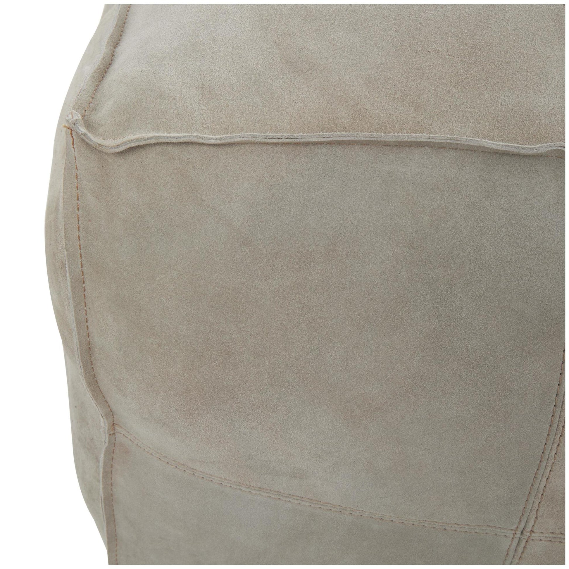 Leather Low Profile Square Stuffed Pouf with Patchwork Design