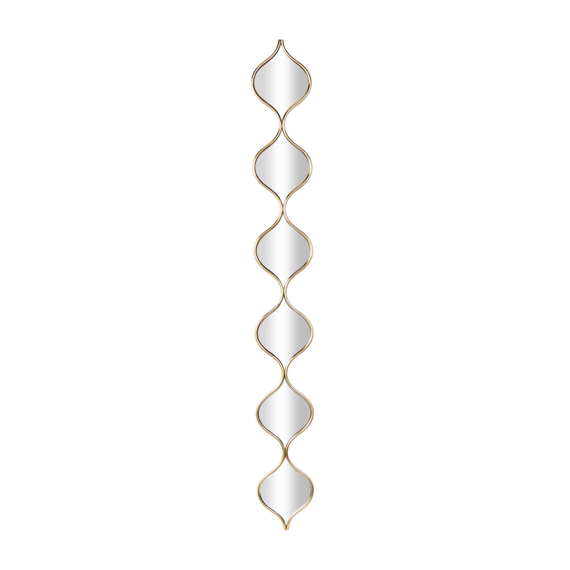 Geometric Gold Metal Slim Stacked Chain Teardrop Room Wall Mirror