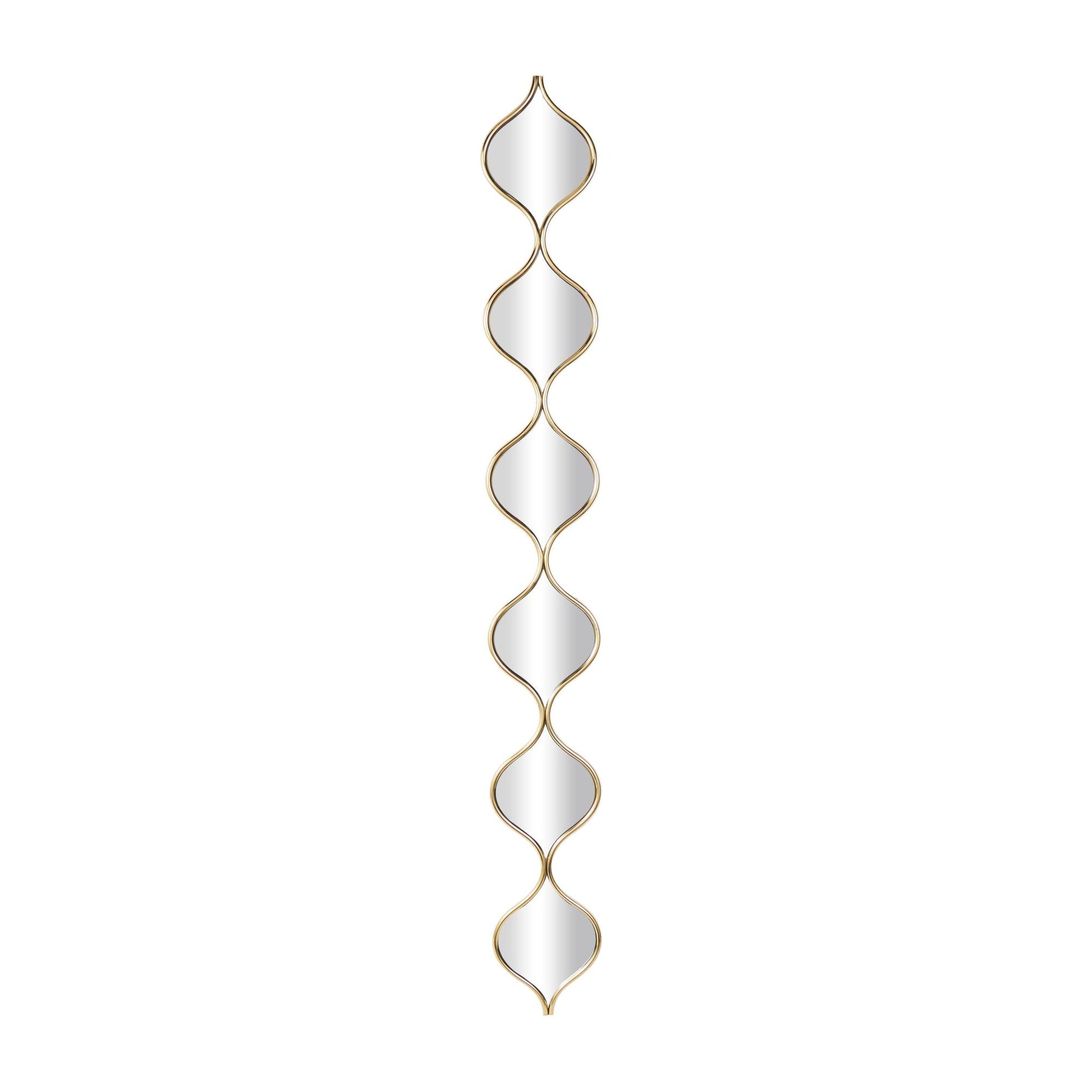Geometric Gold Metal Slim Stacked Chain Teardrop Room Wall Mirror