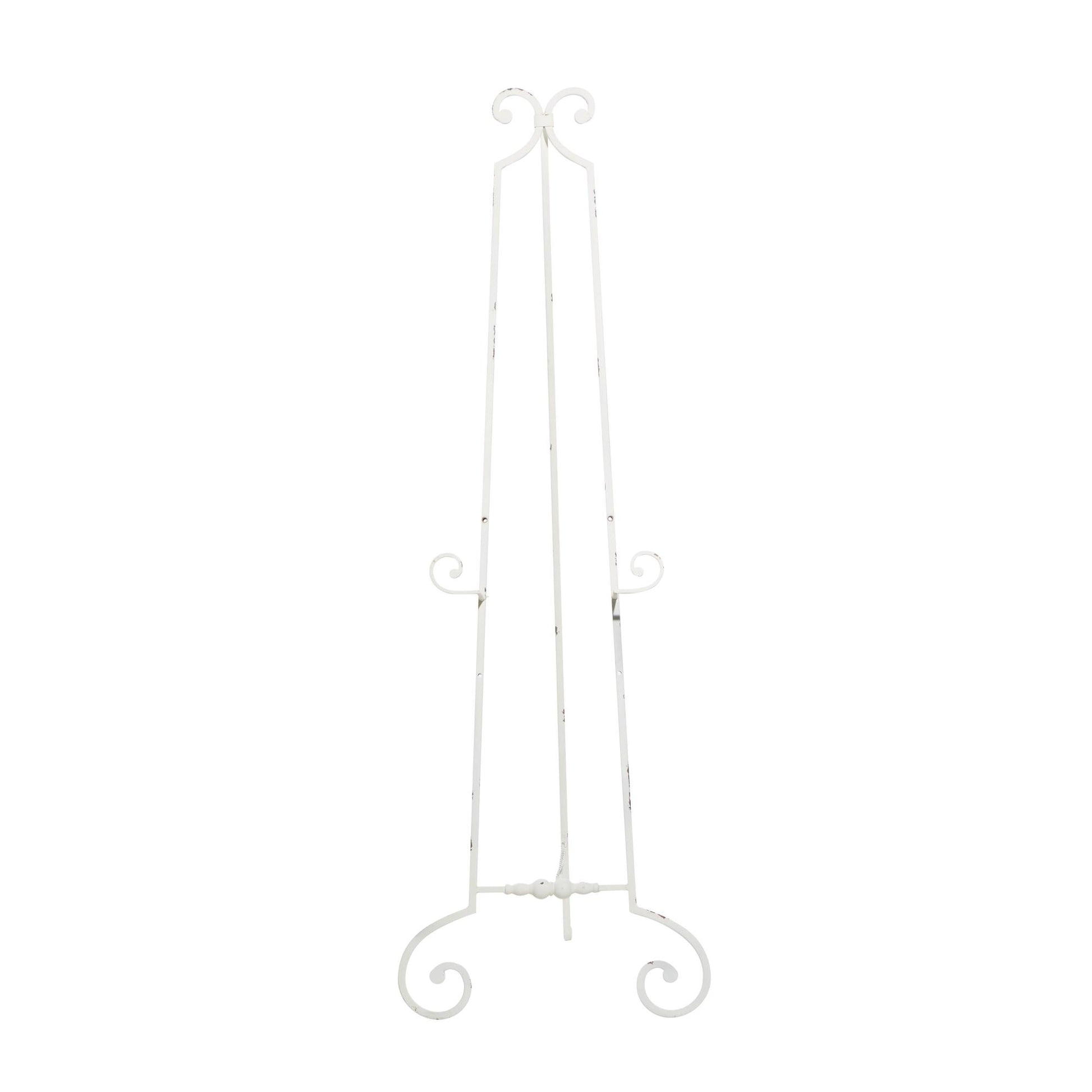 Scroll White Metal Tall Adjustable Floor 3 Tier Display Easel