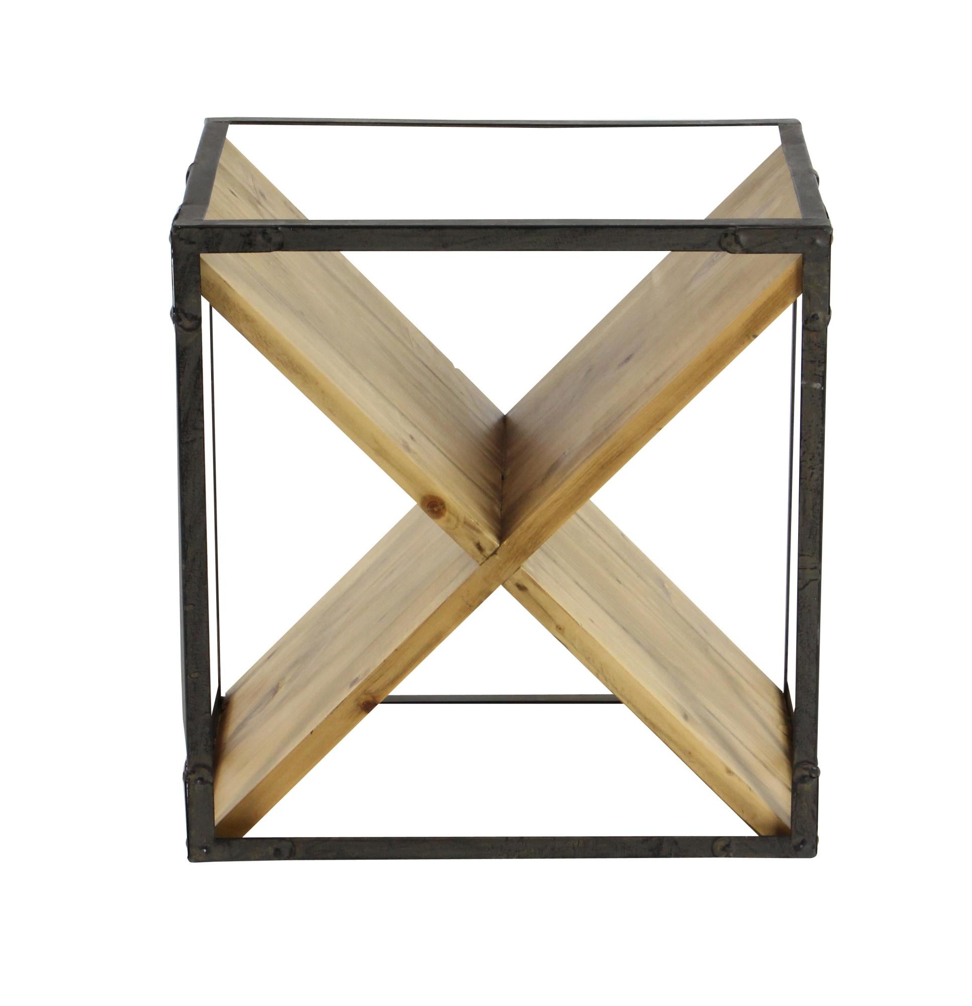 Cross Black Wood 9 Bottle Kitchen Wine Rack