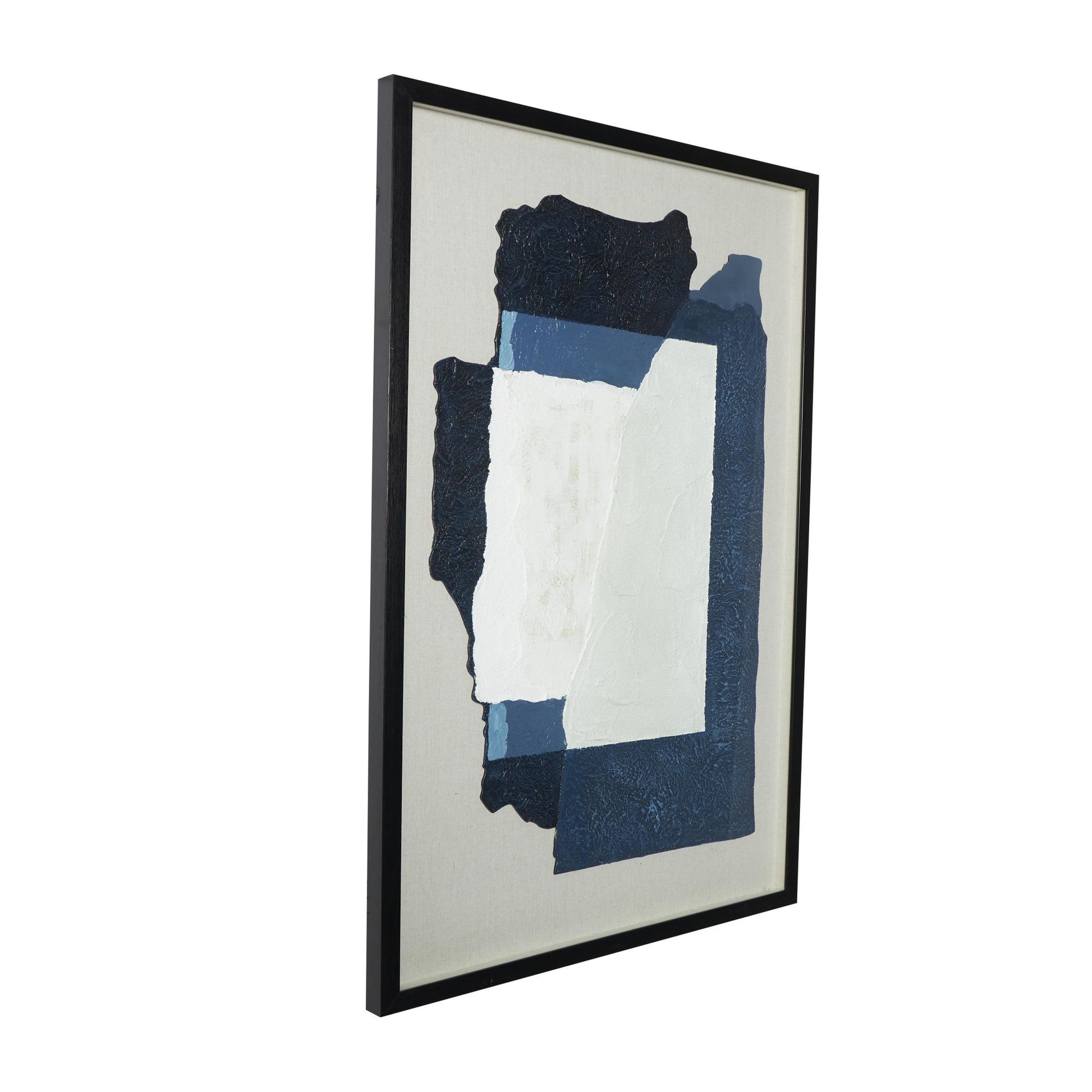 Abstract Linen Fabric Layered 3D Textured Living Room Framed Wall Art with Gray Backing