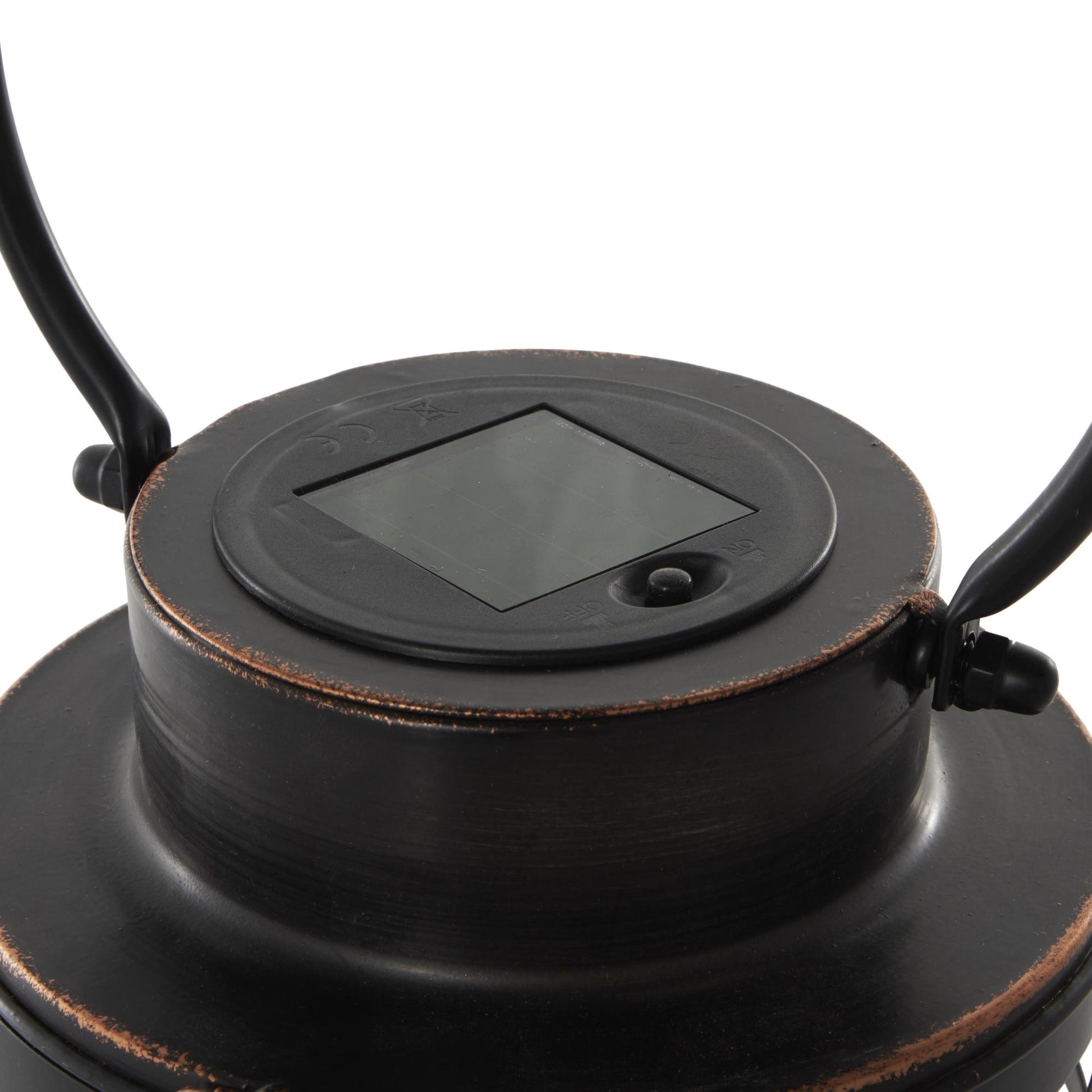 Black Metal Indoor Outdoor Candle Lantern with Round Circle Lines