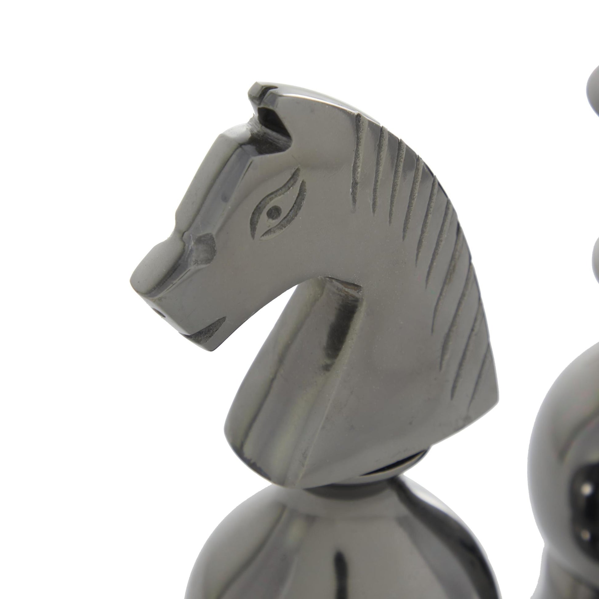 Set of 3 Chess Aluminum Metal King, Knight, Bishop Decorative Sculpture
