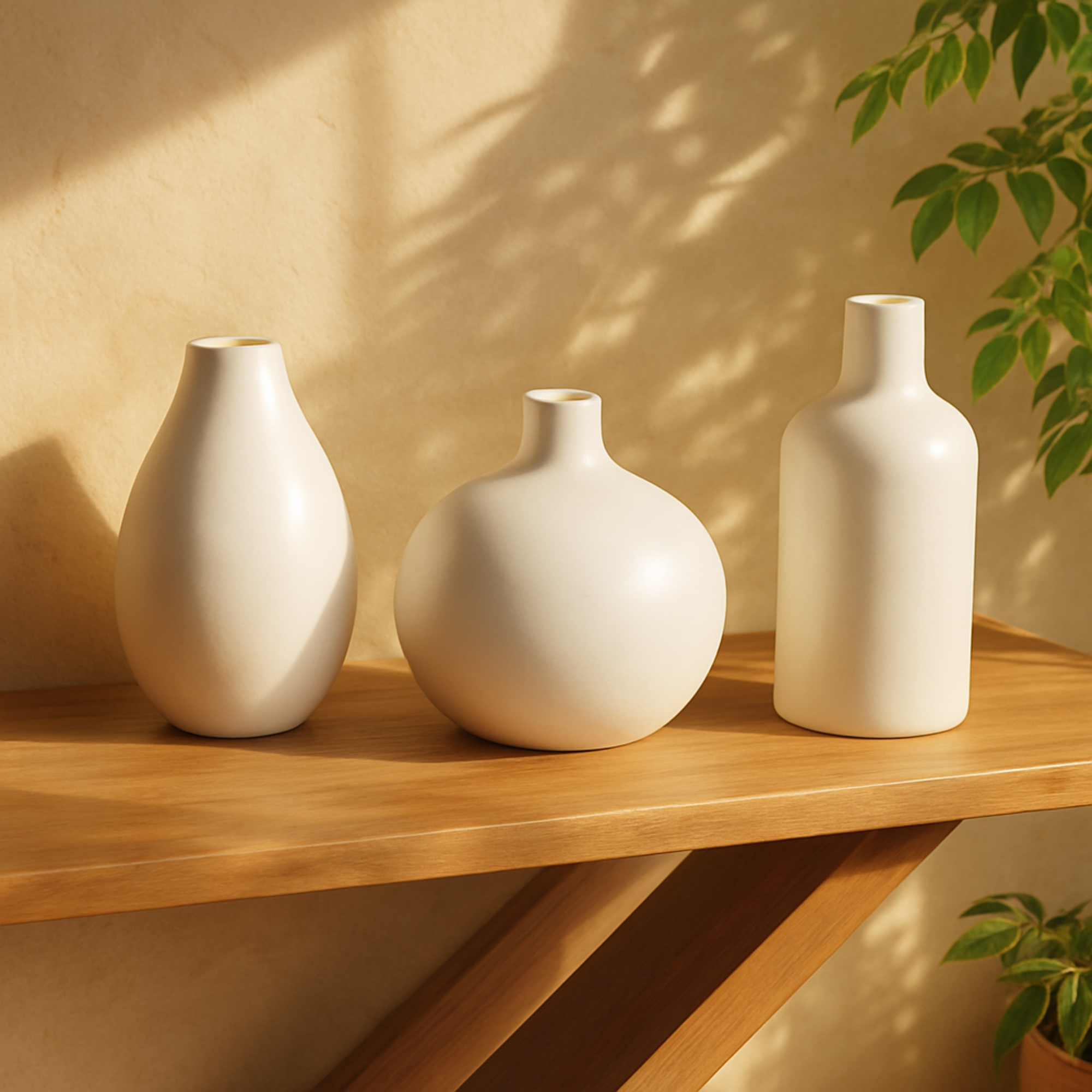 Set of 3 Ceramic Decorative Vase with Varying Shapes