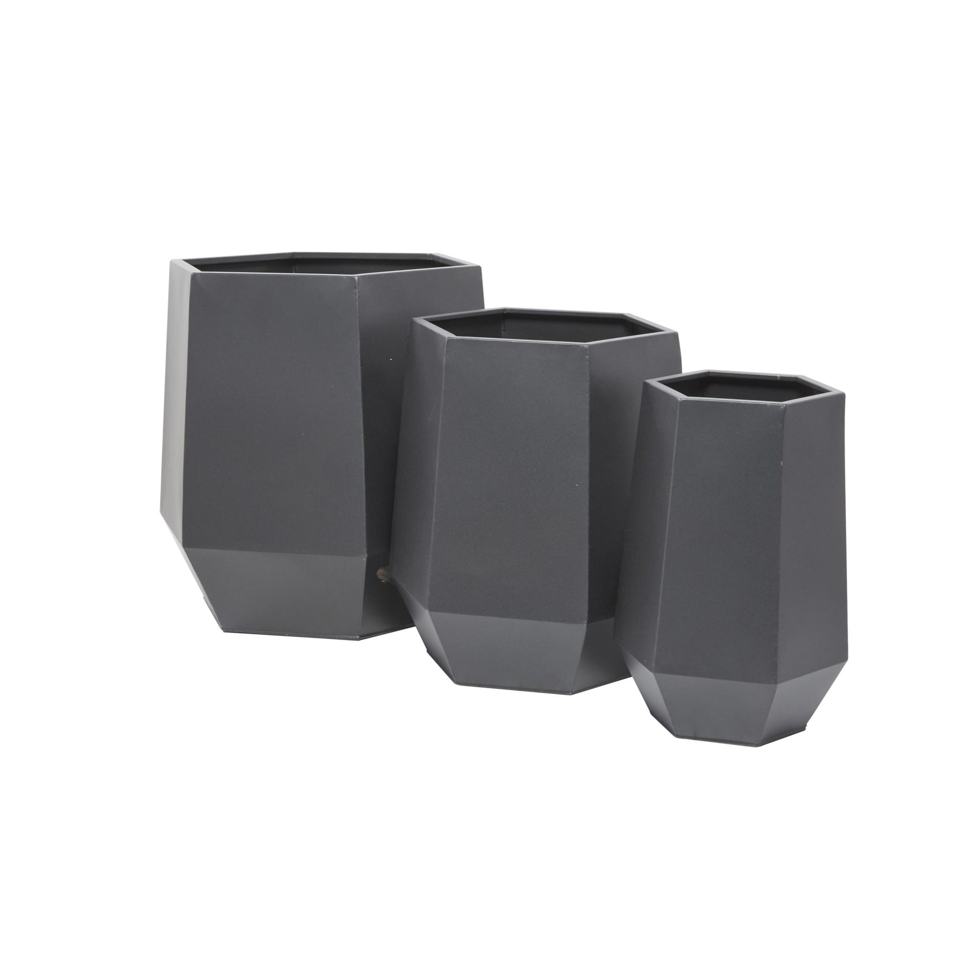 CosmoLiving by Cosmopolitan Set of 3 Metal Indoor Outdoor Planter