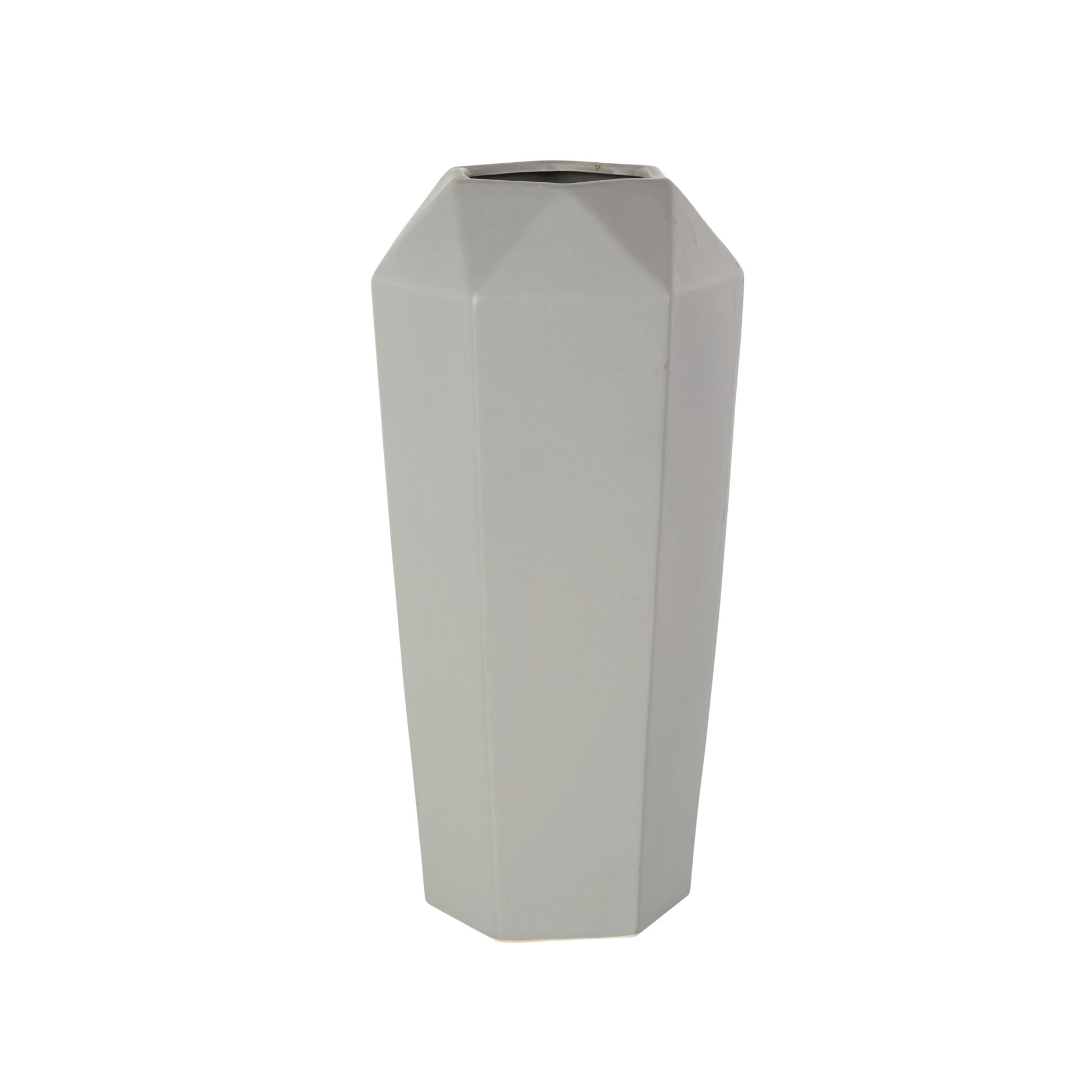 Geometric Gray Ceramic Decorative Vase