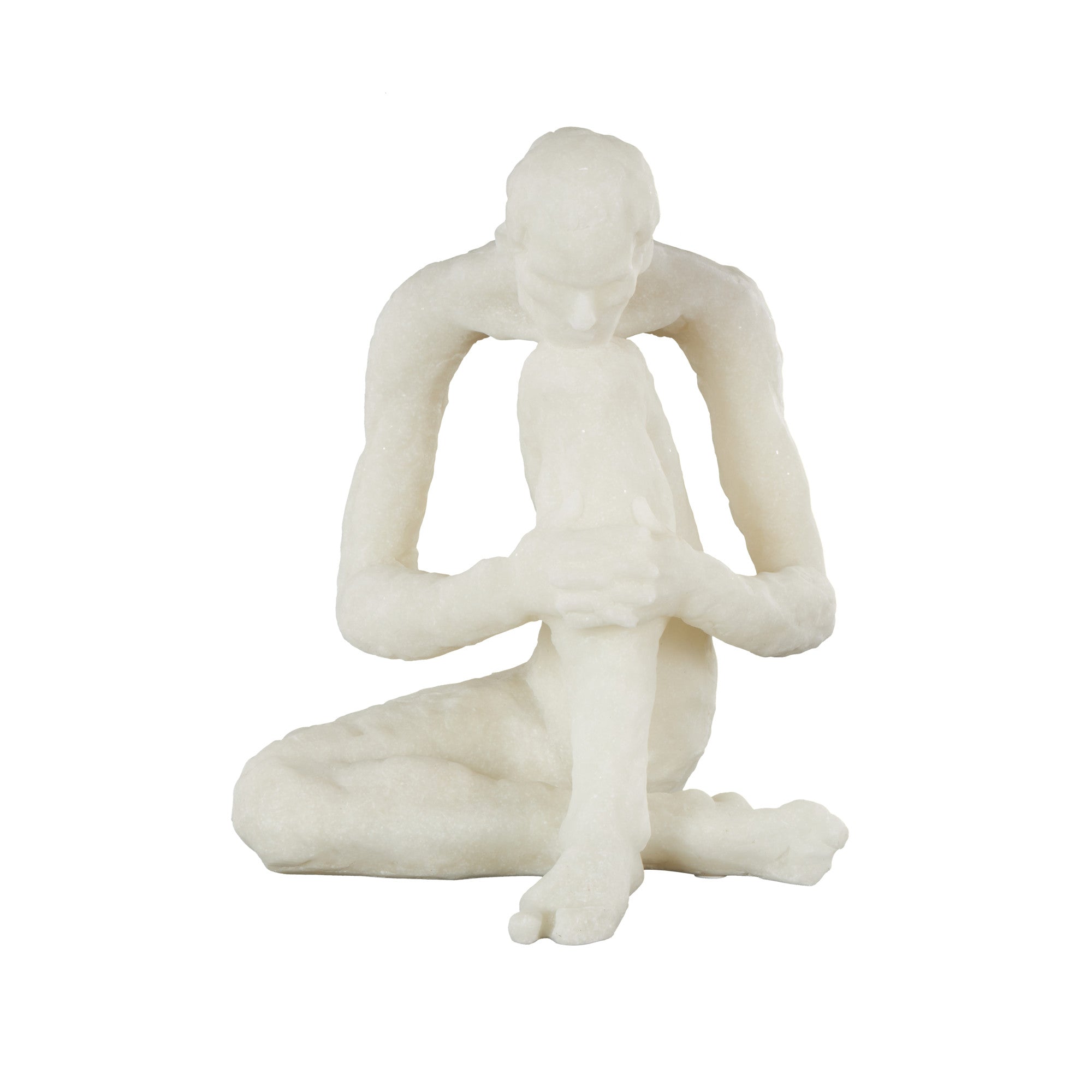 People White Polystone Thinking Decorative Sculpture with Shimmer