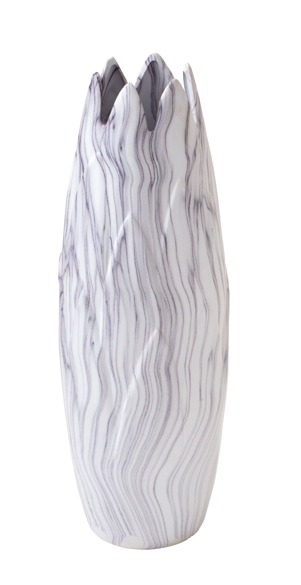 Ceramic Marbled Decorative Vase with Angled Edge Opening