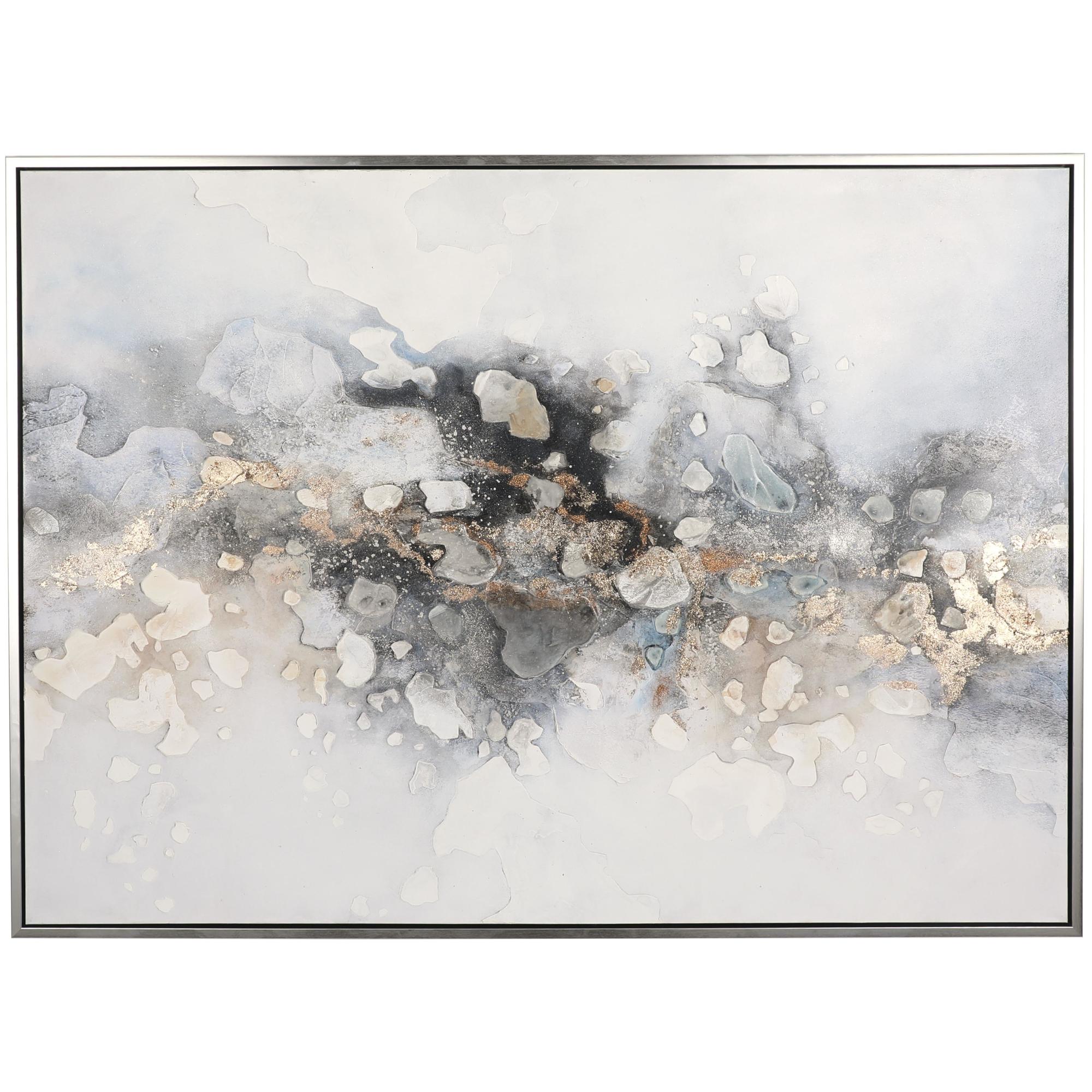 Abstract Multi Colored Canvas Watercolor Living Room Framed Wall Art with Gold Foil Accents