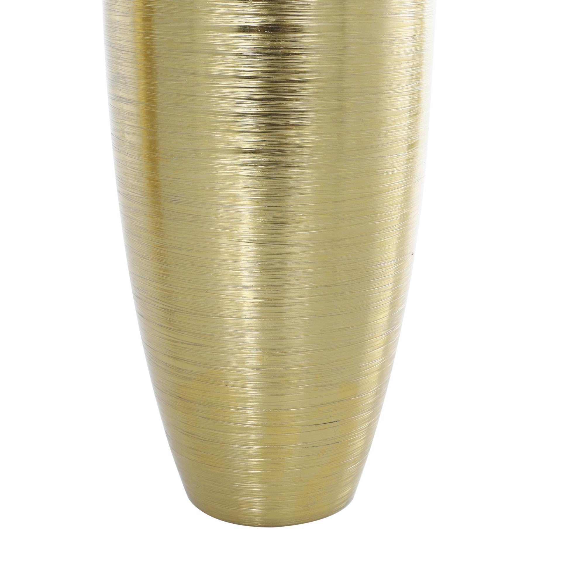 Set of 2 Gold Aluminum Metal Brushed Textured Decorative Vase