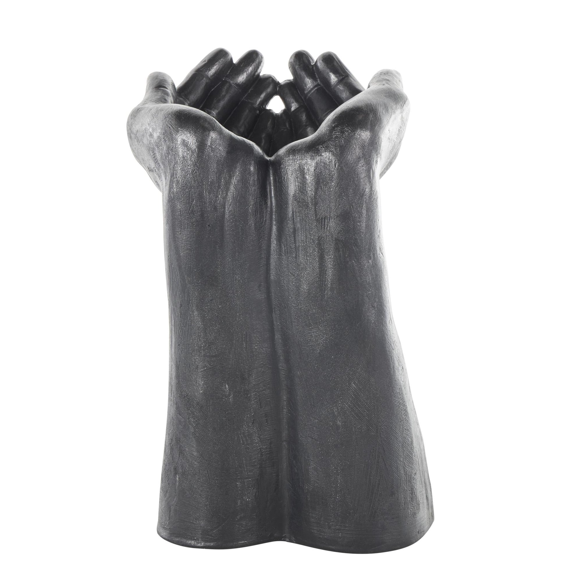 Hands Black Polystone Open Decorative Sculpture