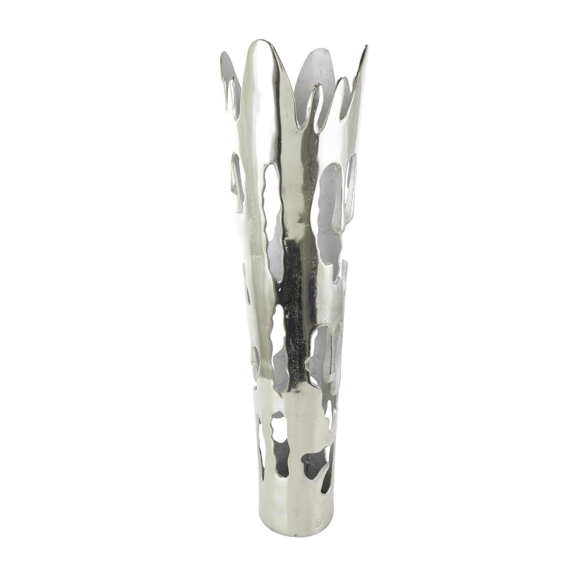 Abstract Aluminum Metal Tall Floor Drip Decorative Vase with Melting Designed Body