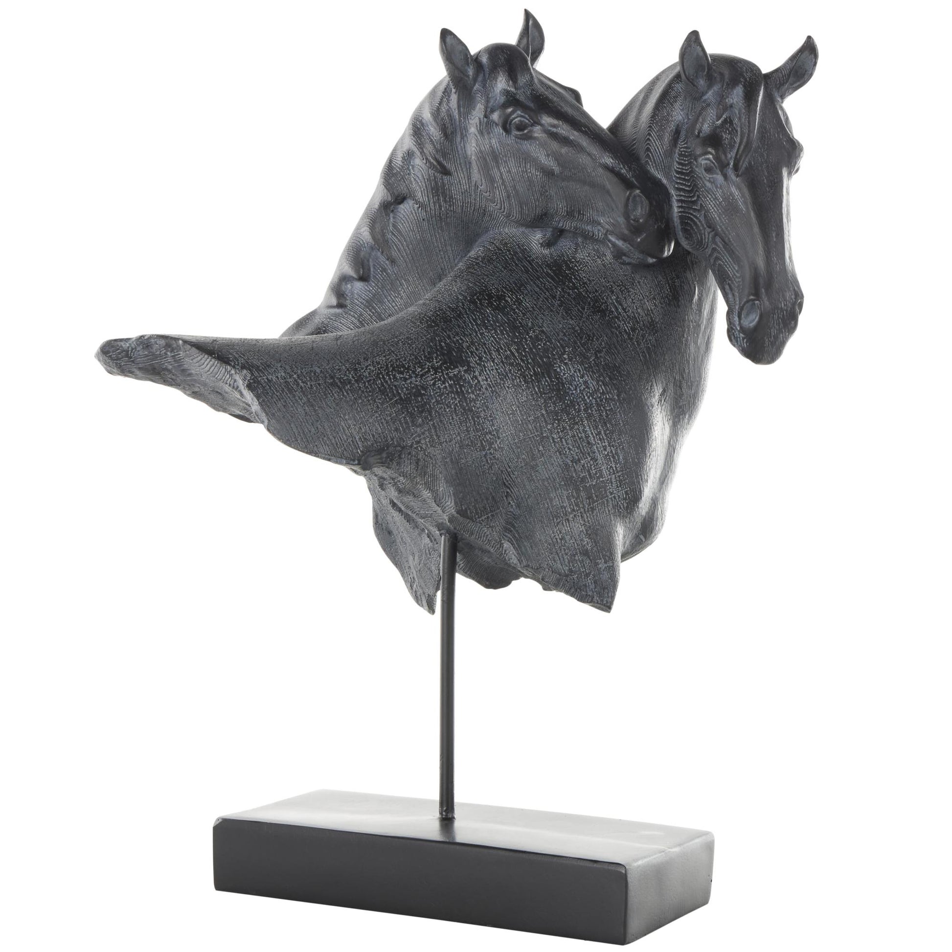 Horse Black Resin Bust Inspired Decorative Sculpture with Black Stand