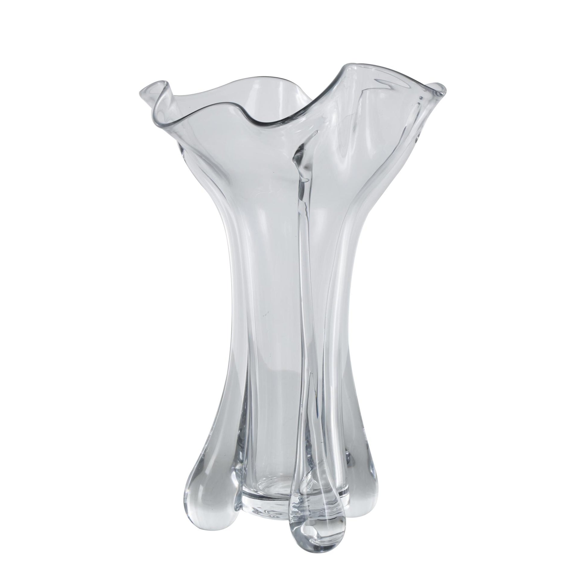 Abstract Clear Glass Fluted Tulip Decorative Vase