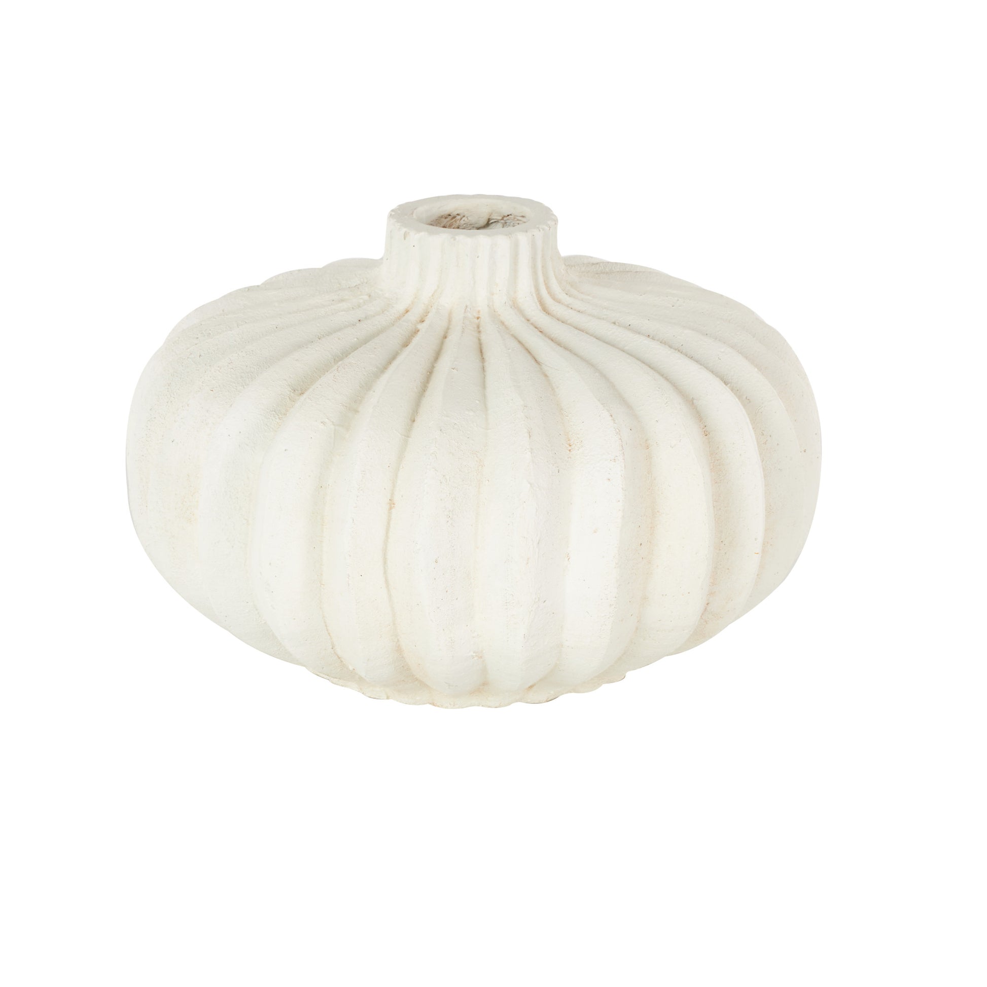 Abstract White Magnesium Oxide Short Wide Decorative Vase