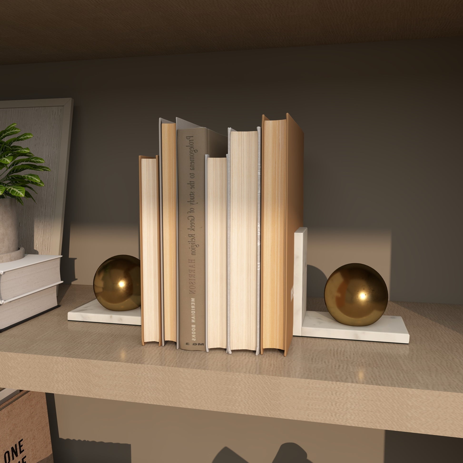 CosmoLiving by Cosmopolitan Set of 2 Geometric Marble Orb 7 lbs Decorative Bookends