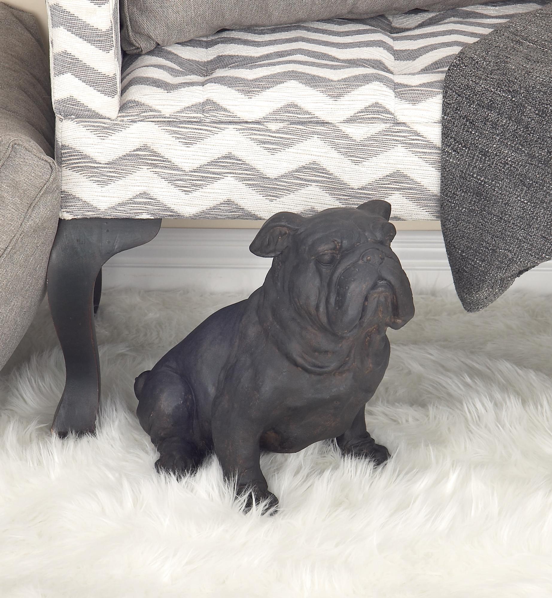 Bulldog Brown Polystone Weathered Sitting Decorative Sculpture