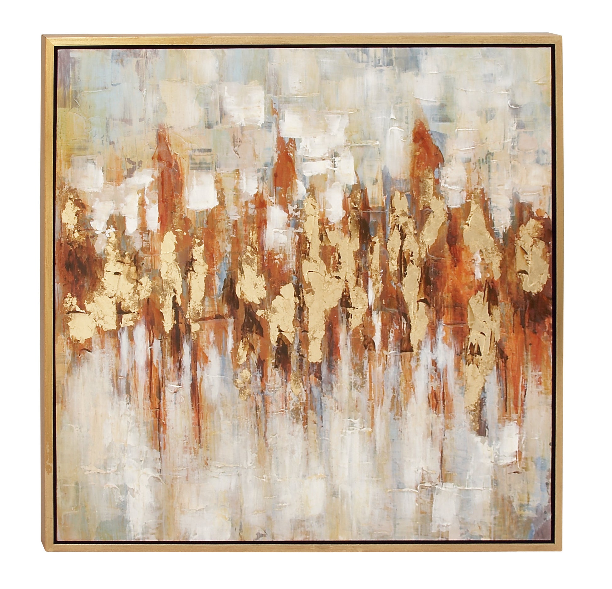 Abstract Gold Canvas Living Room Framed Wall Art with Gold Frame